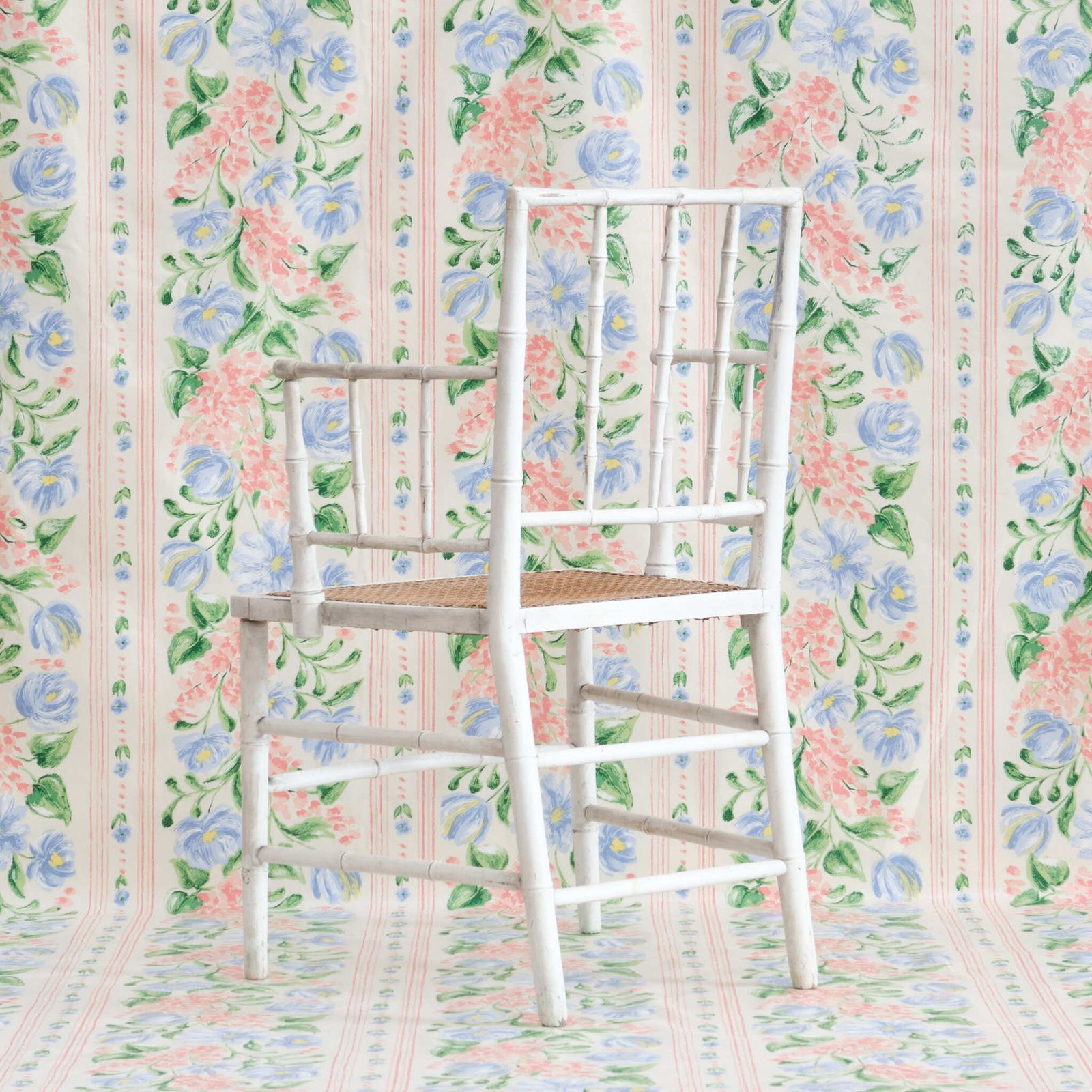 photo furniture 19th Century Faux Bamboo Armchair In Later Paint