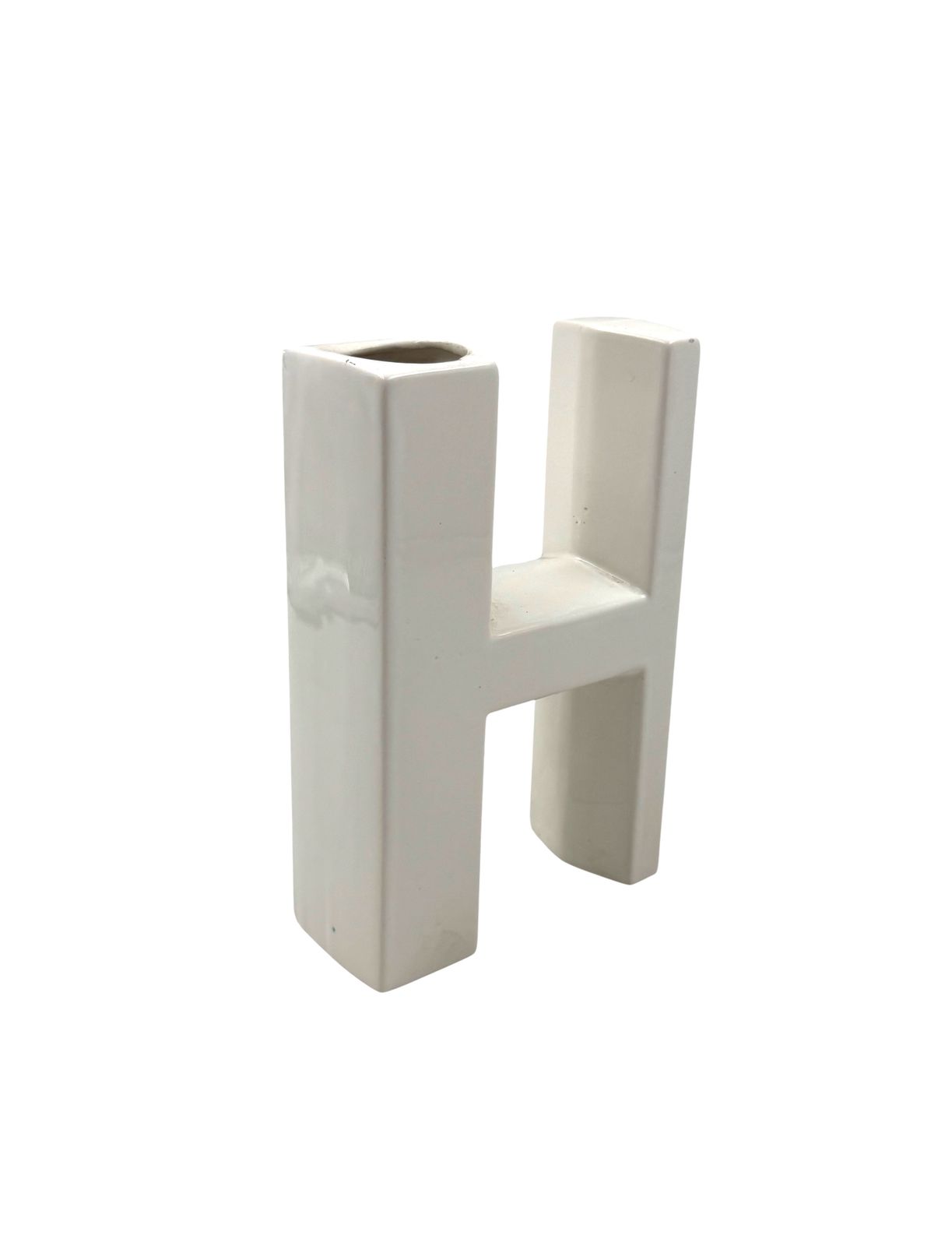Space Age White H Letter Shaped Ceramic Solifleur Vase, Marcel Radureau Ca. 1970 photo Home Decor