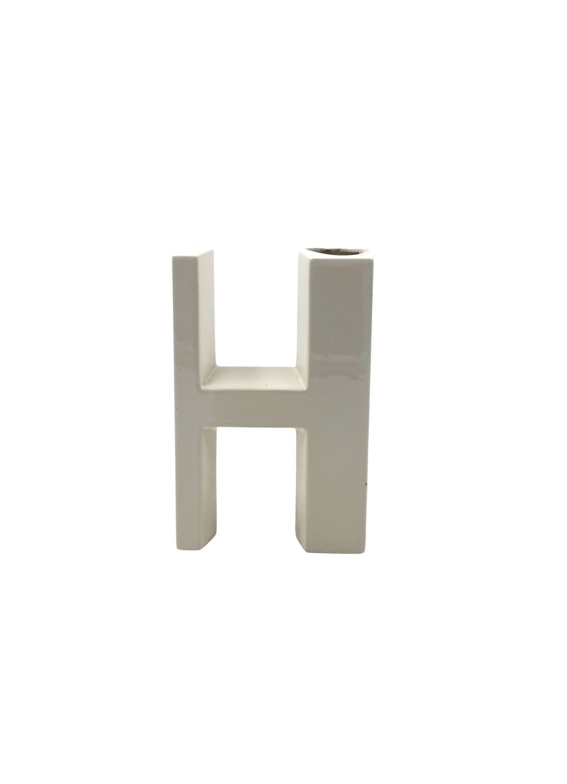 Space Age White H Letter Shaped Ceramic Solifleur Vase, Marcel Radureau Ca. 1970 photo buy