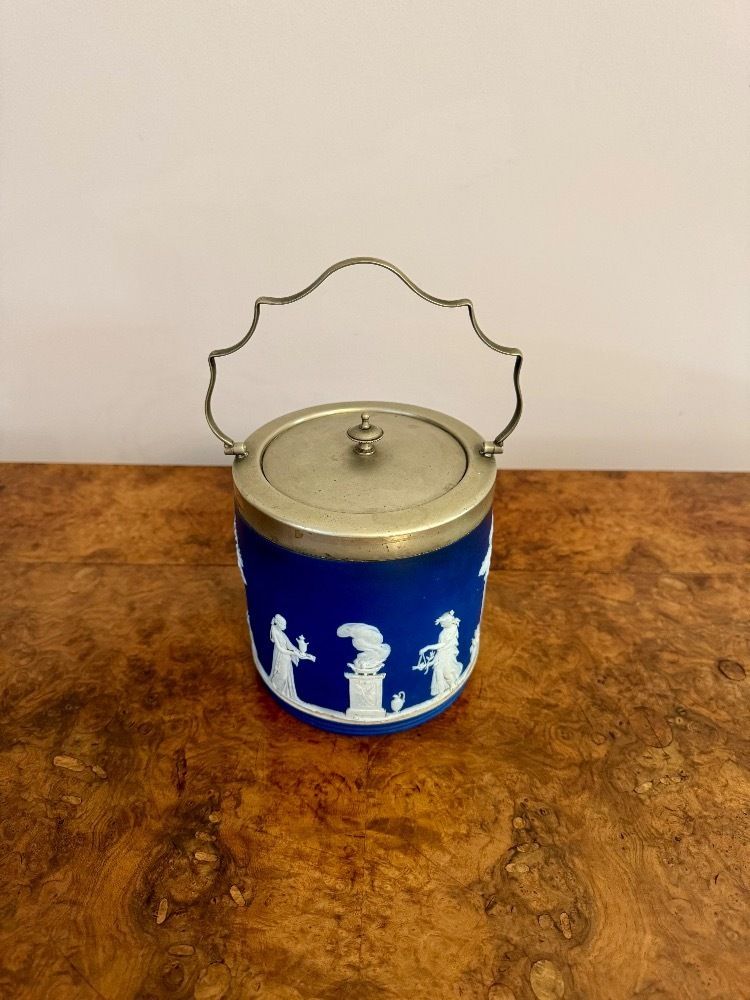 Wonderful Antique Wedgwood Jasper Ware Biscuit Barrel photo vinterior