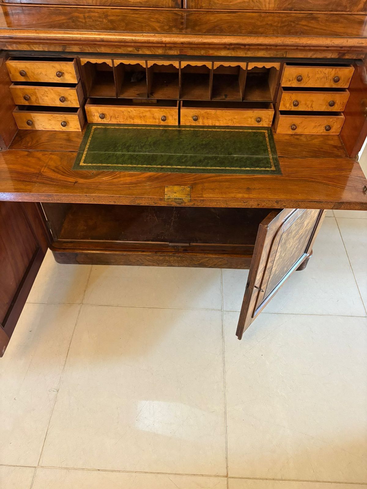 Antique 19th Century Outstanding Quality Burr Walnut Secretaire Bookcase photo for sale
