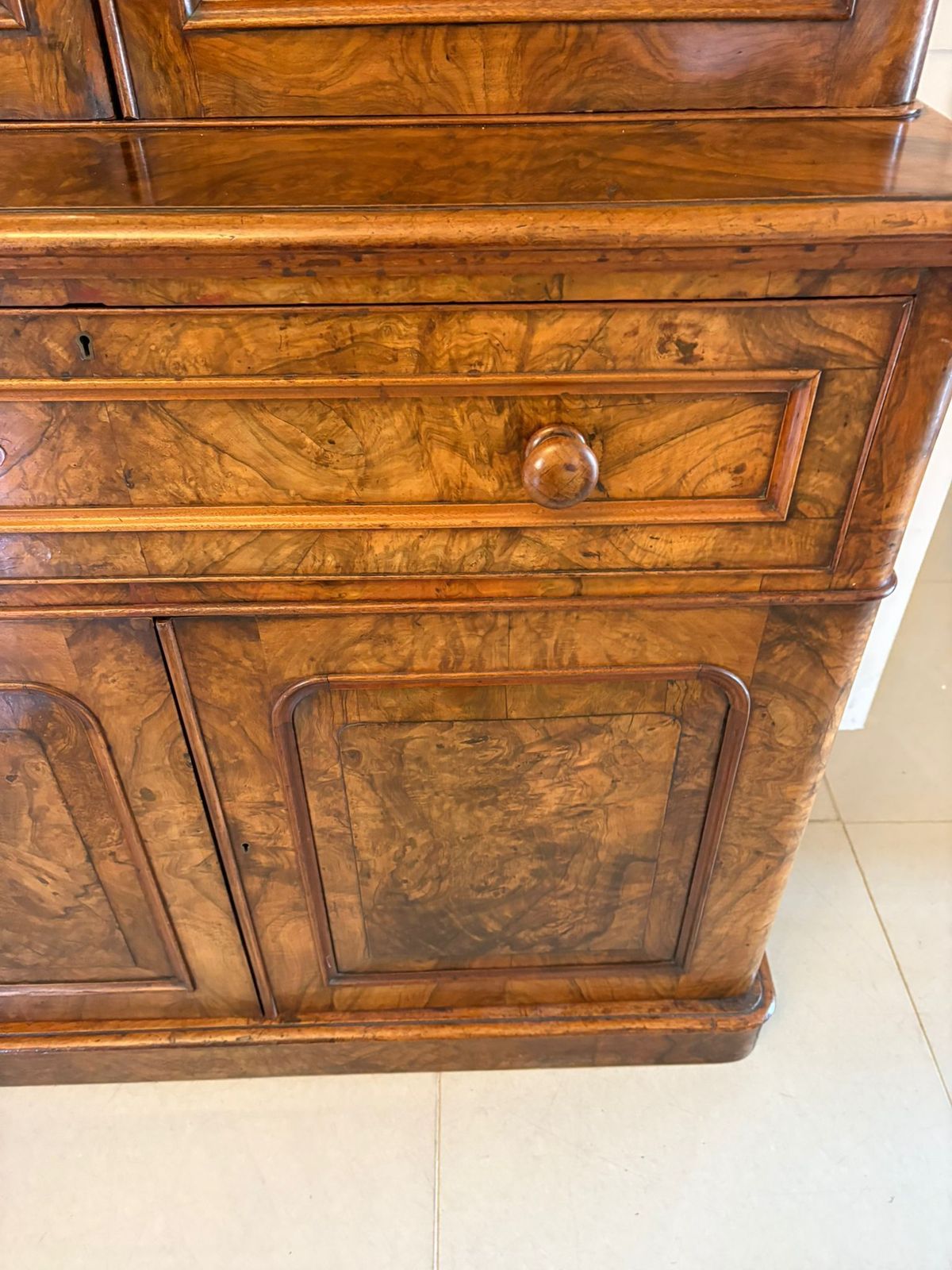 Antique 19th Century Outstanding Quality Burr Walnut Secretaire Bookcase photo Furniture