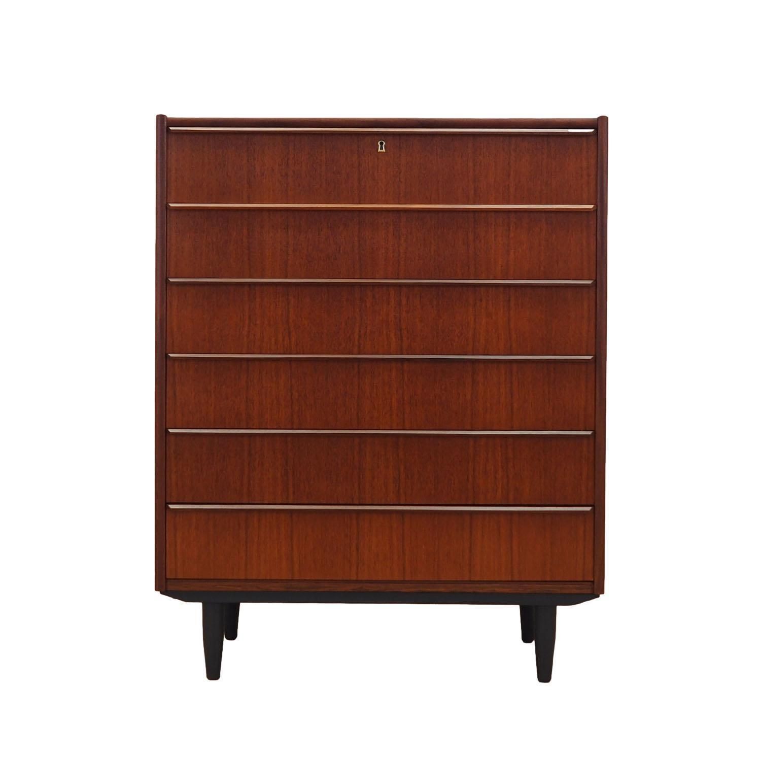 Teak Chest Of Drawers, Danish Design, 1970s, Manufactured In Denmark