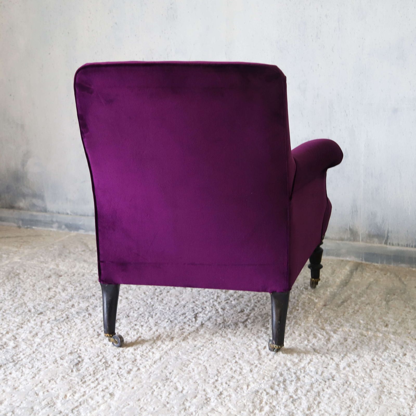 Antique Napoleon III Armchair Recovered In Designers Guild Purple Velvet photo buy
