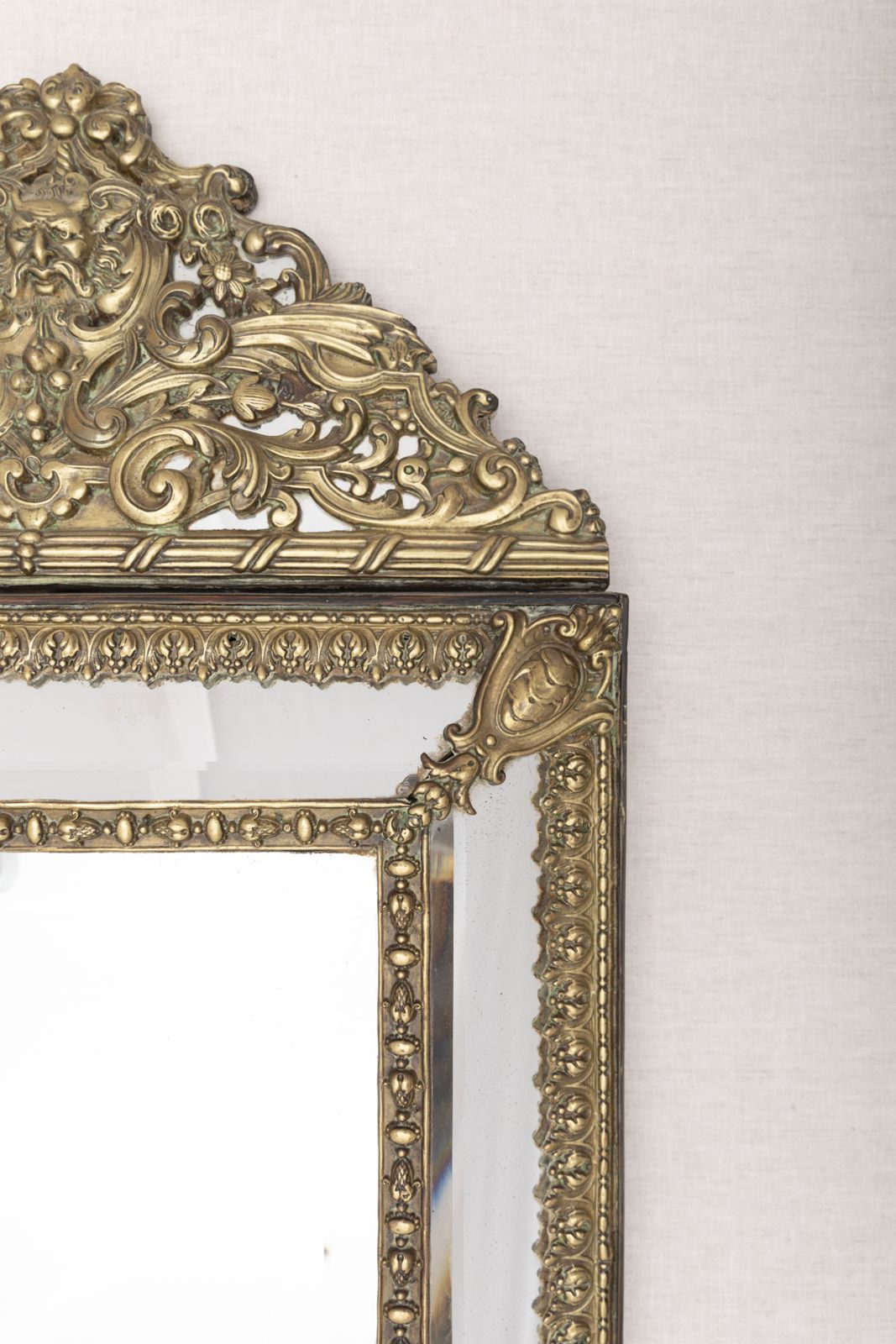 Antique French Brass Mirror – 19th Century