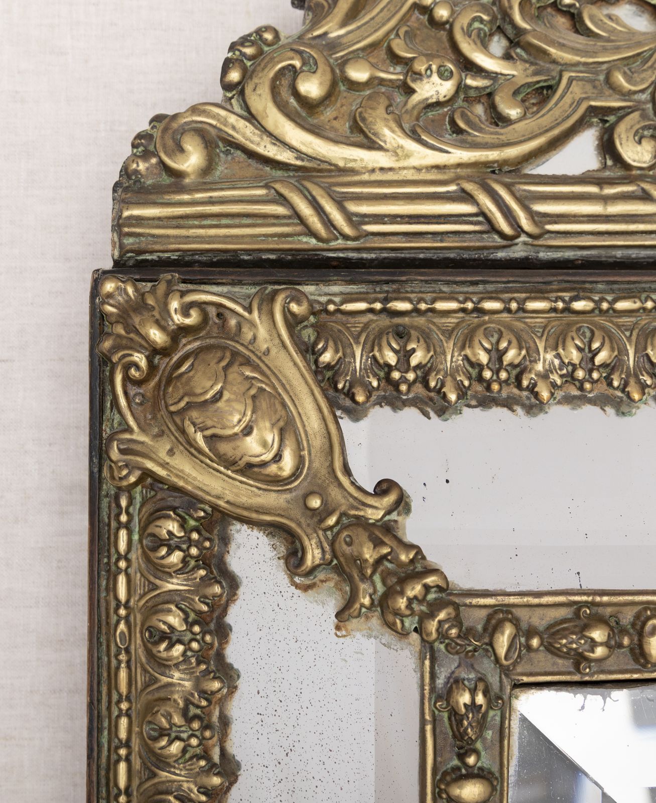 Antique French Brass Mirror – 19th Century photo vinterior