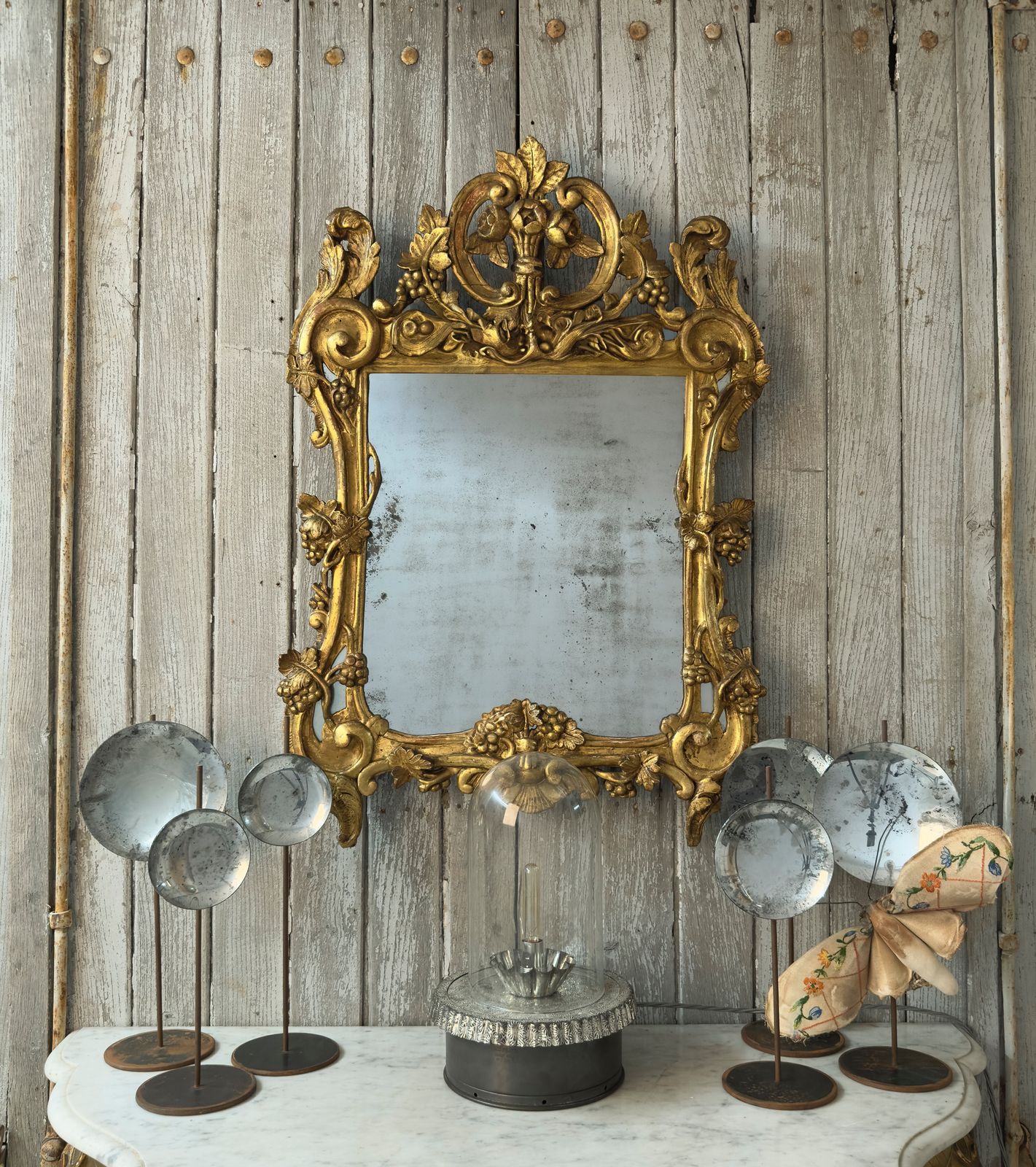 Antique French Giltwood Mirror – Louis XV Provencal Rococo Style  18th Century photo 950.0