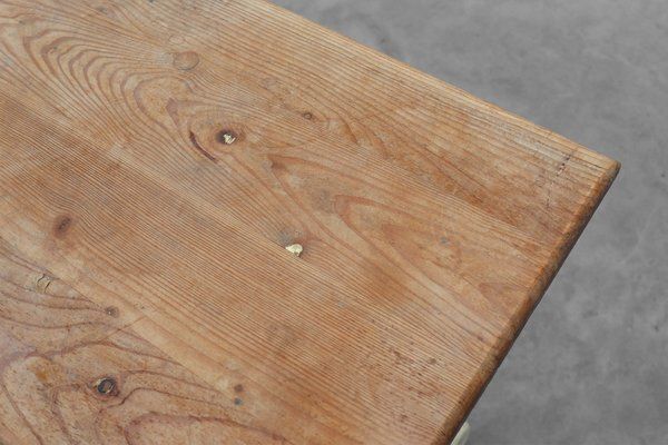 French Bistro Table With Cast Iron Base And Oak Top, 1950s photo furniture