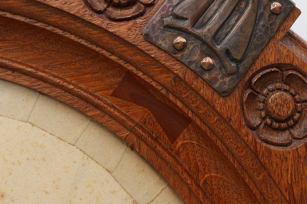 Art Nouveau Oak Photo Frame With Copper Decorations By Geo Verbanck, 1890s photo 1971.0