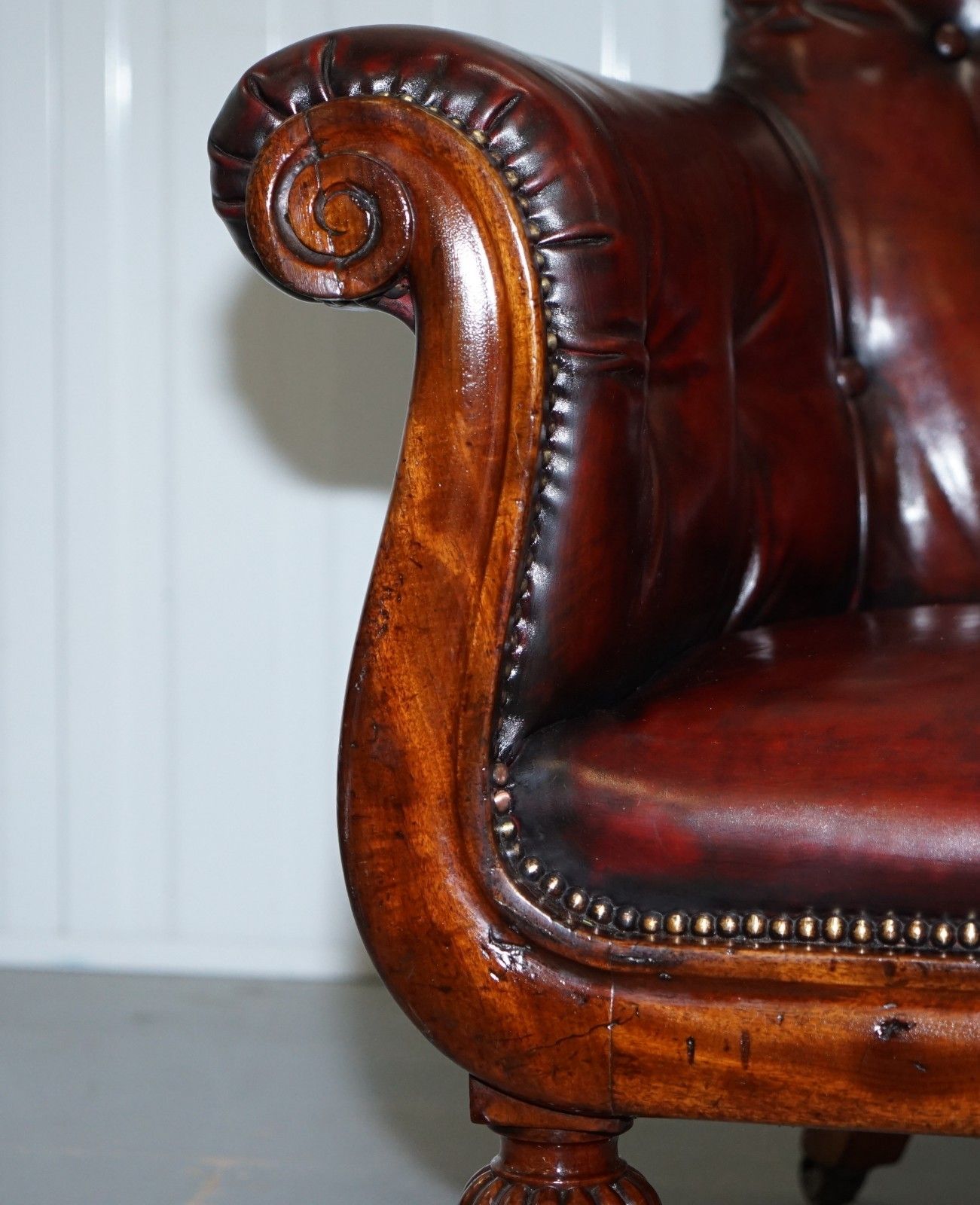 Regency Chesterfield Bordeaux Leather Porters Attributed To Gillows Lancaster photo buy