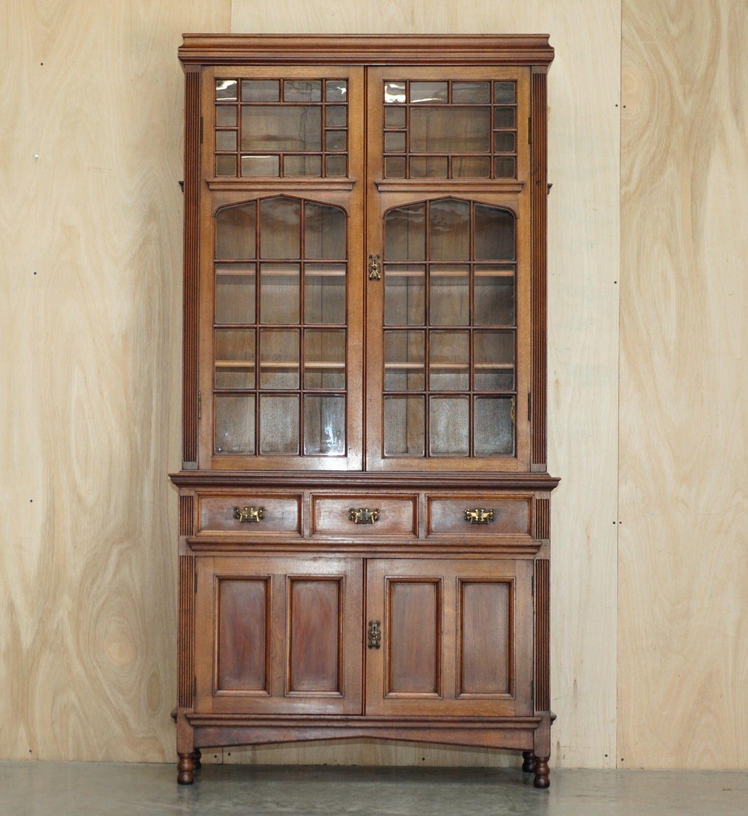 Antique Fully Stamped Jas Shoolbred Victorian Astral Glazed Library Bookcase photo furniture