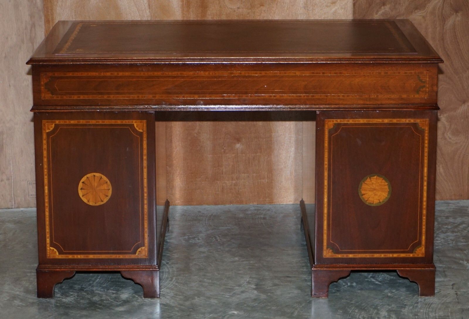 photo furniture Stunning Antique Victorian Fully Restored Sheraton Revival Desk Oxblood Leather
