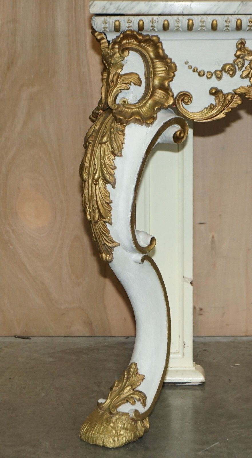 Antique Italian Hand Carved Giltwood & Marble Console Table Circa 1860 Venice photo 4740.0