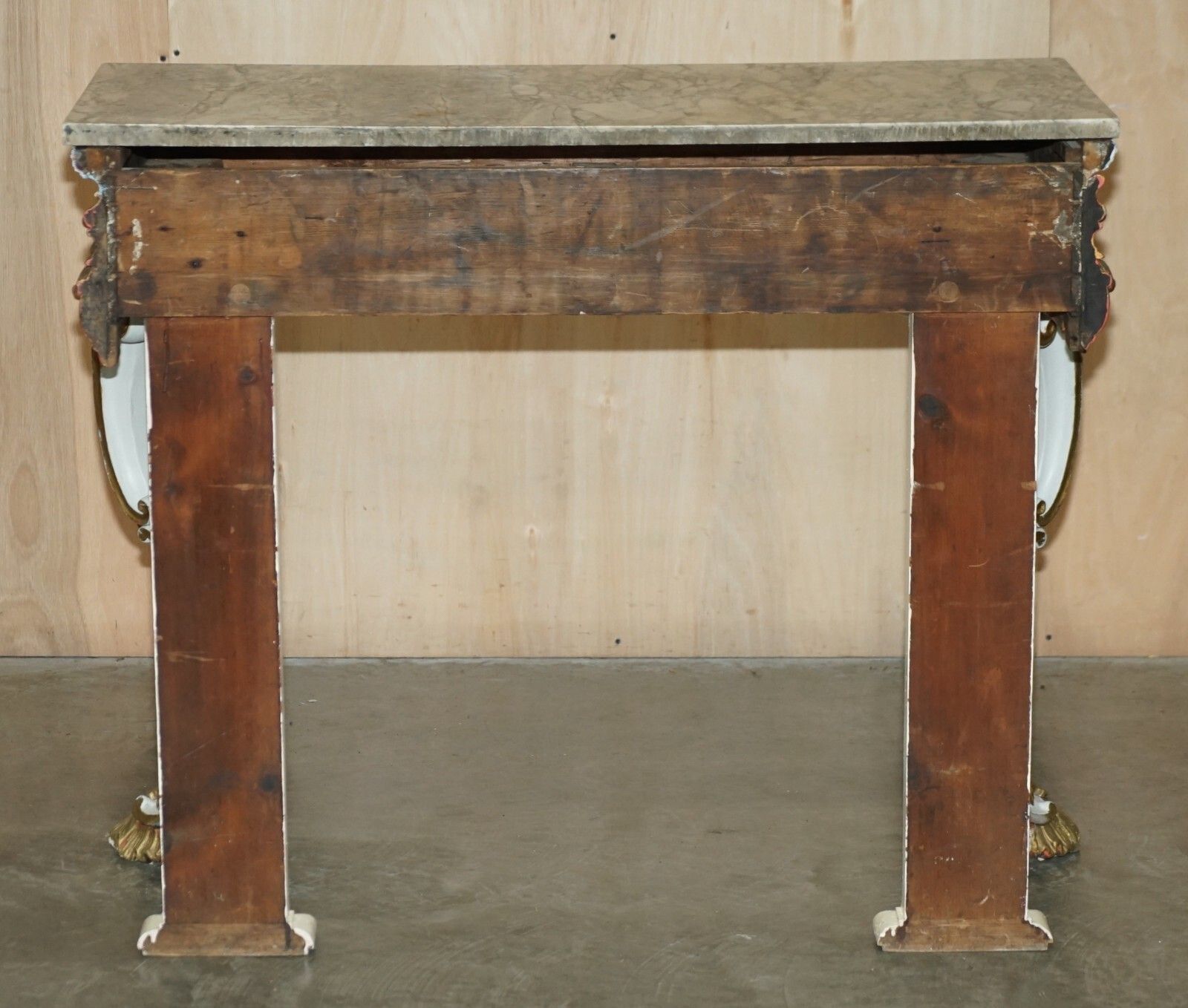 4740.0 Antique Italian Hand Carved Giltwood & Marble Console Table Circa 1860 Venice photo