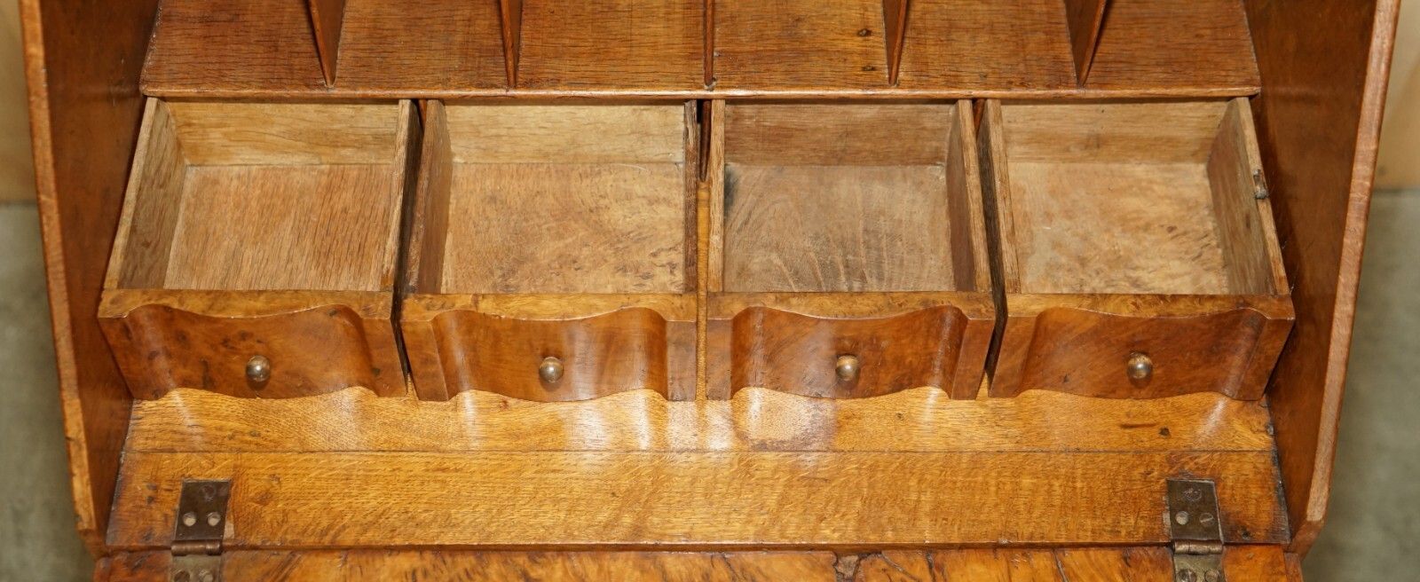 Furniture Fine Circa 1800 Pollad Oak Writing Bureau Desk Claw & Ball Hand Carved Legs photo