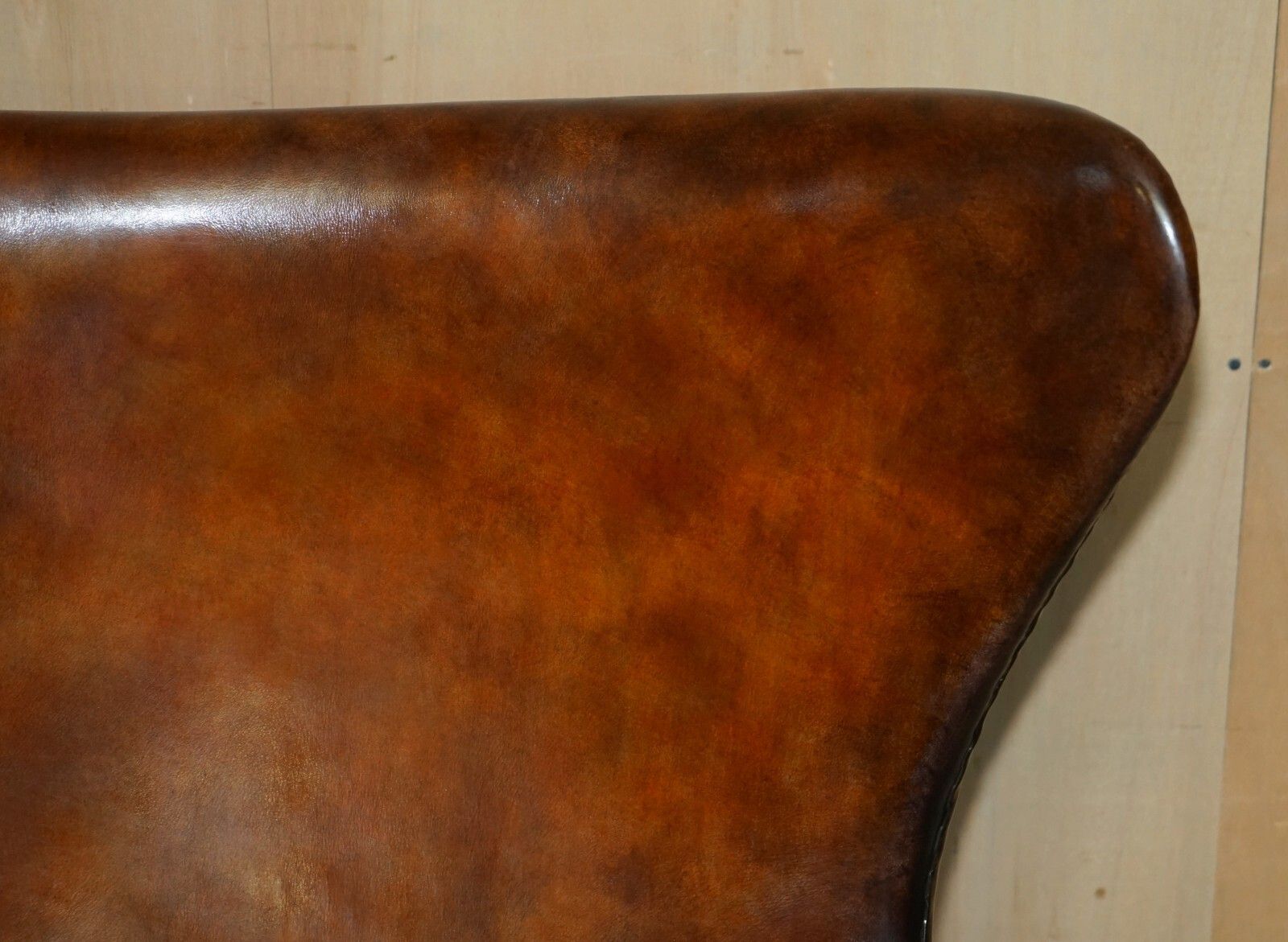 Vintage Fully Restored Fritz Hansen Style Egg Chair Whisky Brown Leather photo 3950.0