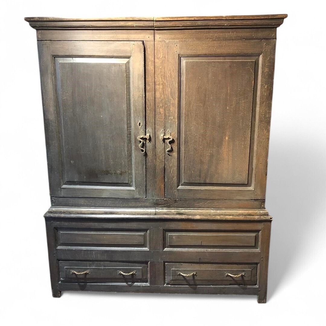 Antique Oak Large French Country Kitchen Cupboard 19th Century