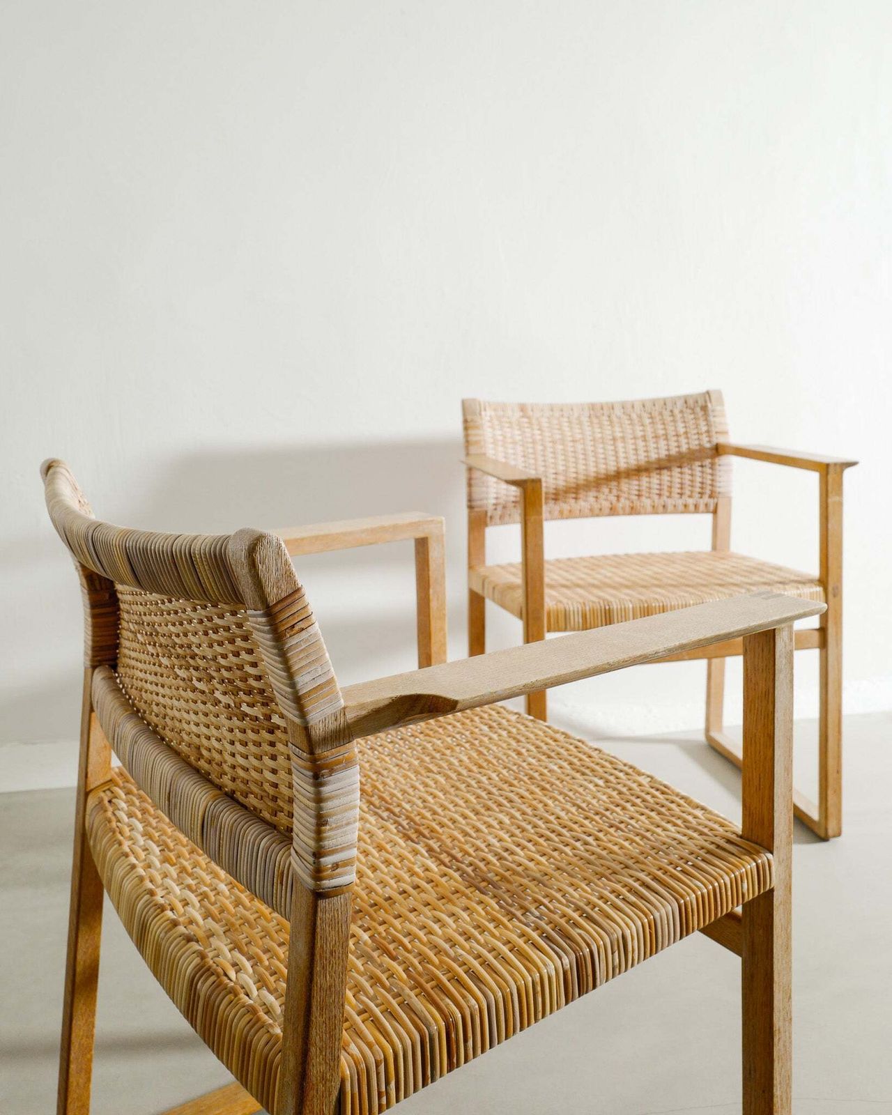 Pair Of Danish Mid Century Wooden "Bm 62" Dining Armchairs By Børge Mogensen, 1960s photo for sale