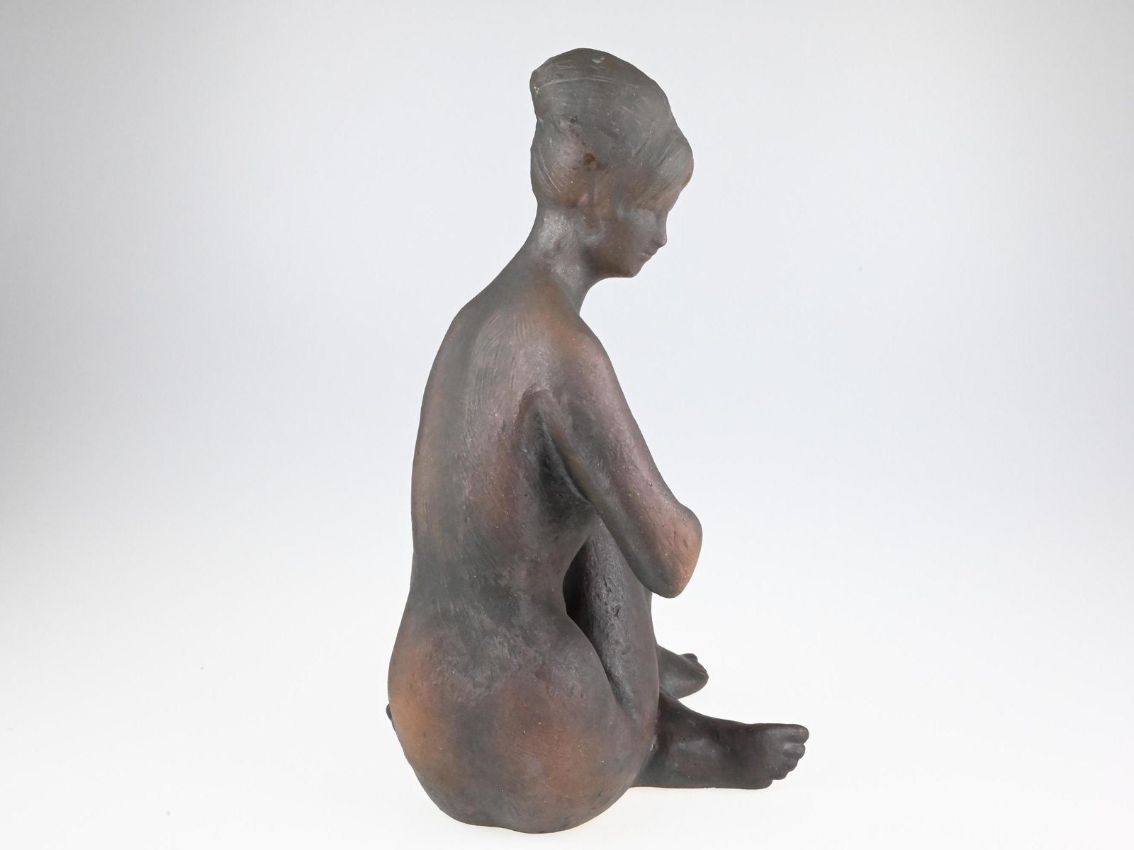 Bohumil Kokrda Ceramic Nude Statue, Mid Century Sculpture, Modernist Figurine, Seated Nude Statue, Ceramic Nude Sculpture, Brown Figurine photo Art