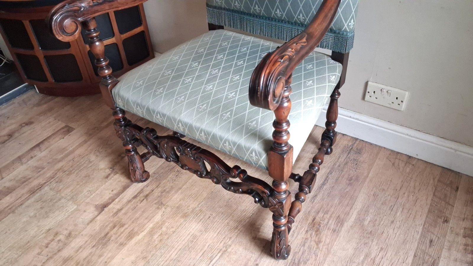 Furniture Superb French 19th Century Walnut Baroque Carved Armchair photo