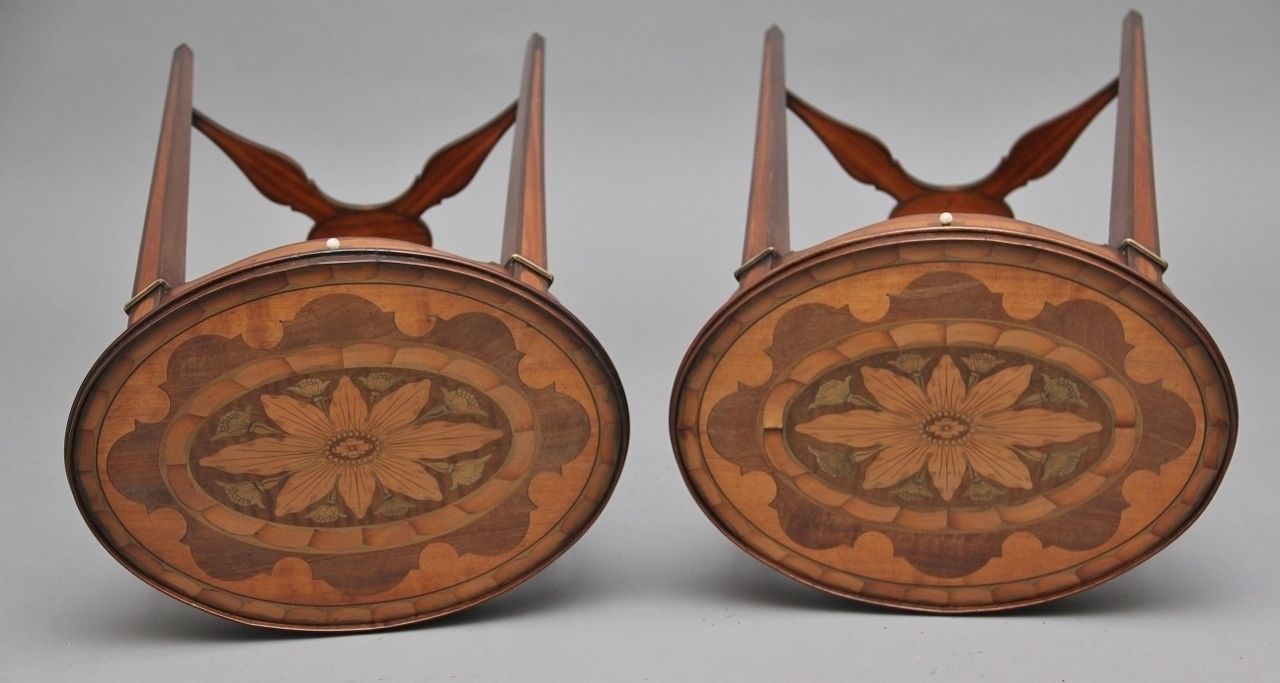Pair Of Sheraton Revival Mahogany And Inlaid Urn Stands photo 3550.0