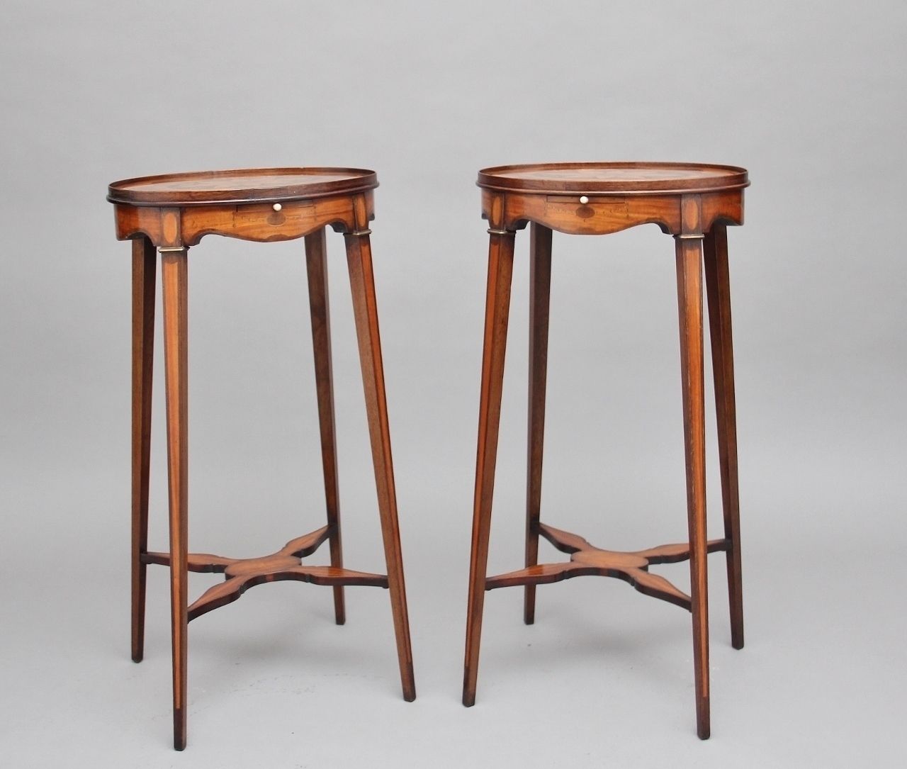 Pair Of Sheraton Revival Mahogany And Inlaid Urn Stands photo buy