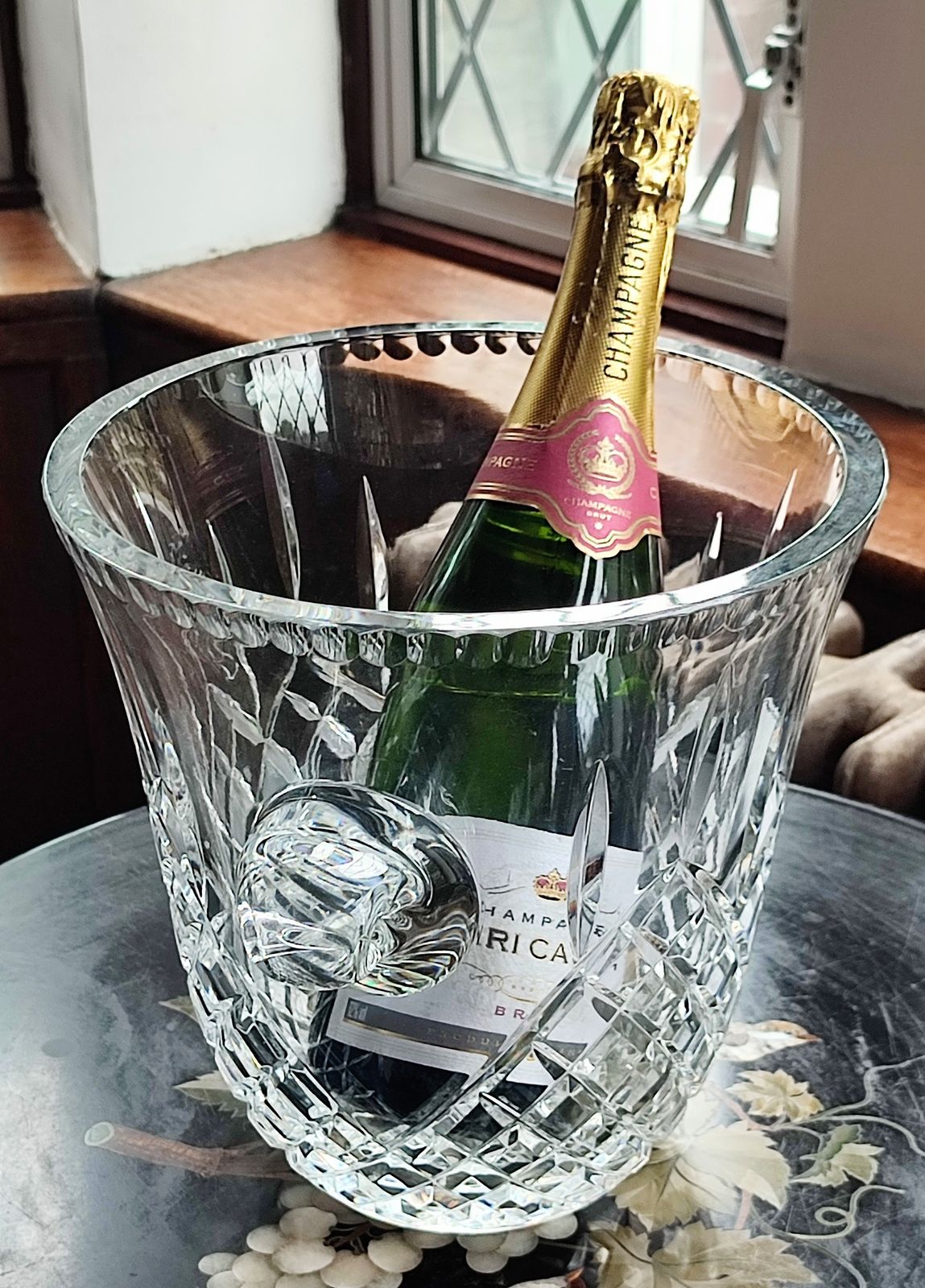 Very Large (And Heavy) Crystal Champagne Bucket Diamond Star Cut