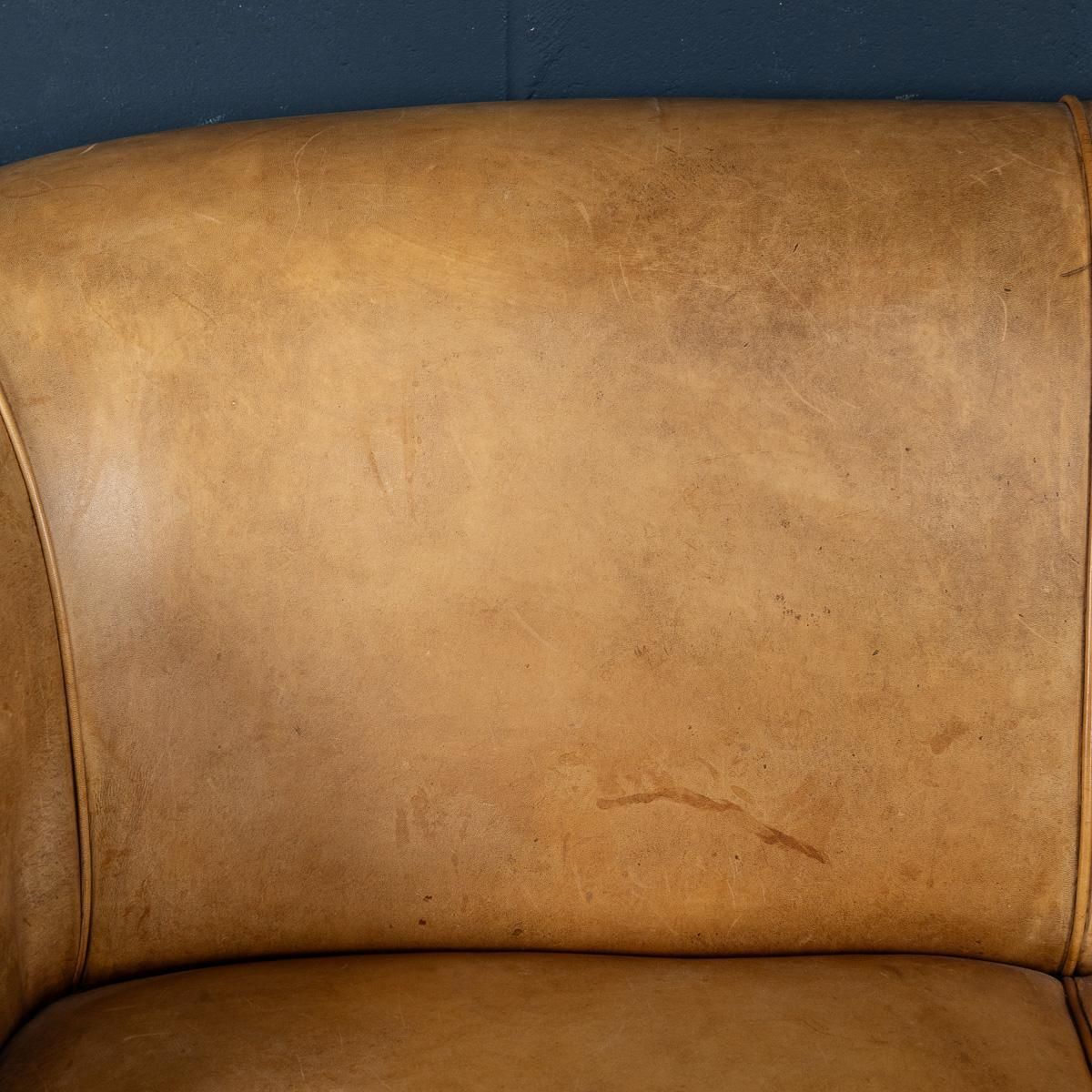 3599.0 Vintage 20th Century Dutch Sheepskin Leather Sofa photo