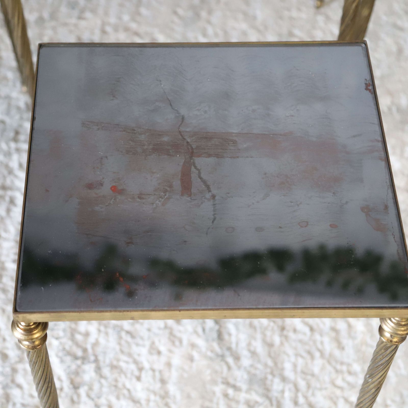 1950s English Nest Of Three Brass Tables With Mirrored Glass Tops photo buy