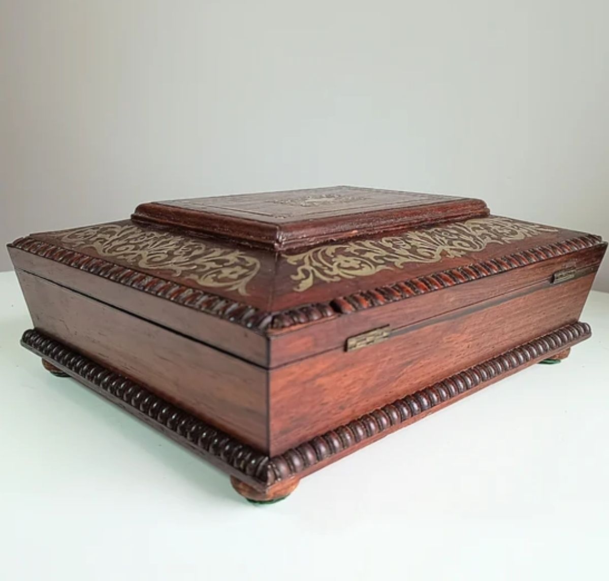 Antique 1830s Regency Boulle Work Casket Box Mahogany Or Rosewood   Irish Or English photo buy