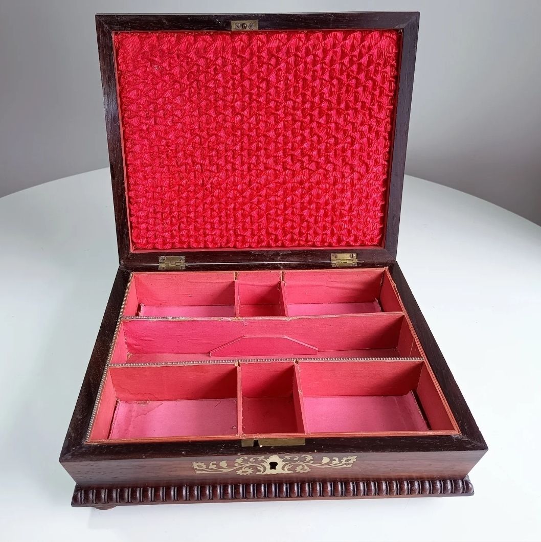 Antique 1830s Regency Boulle Work Casket Box Mahogany Or Rosewood   Irish Or English photo for sale