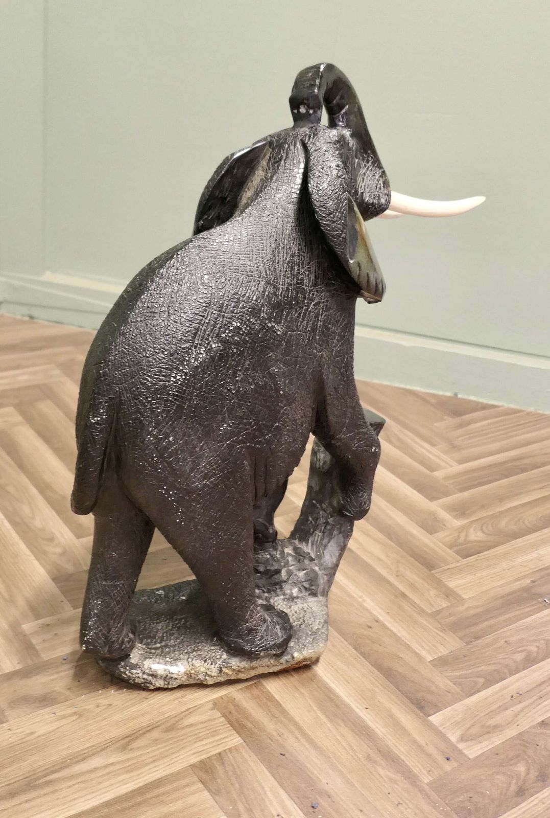 Carved Elephant, One Piece Marble Sculpture photo Art