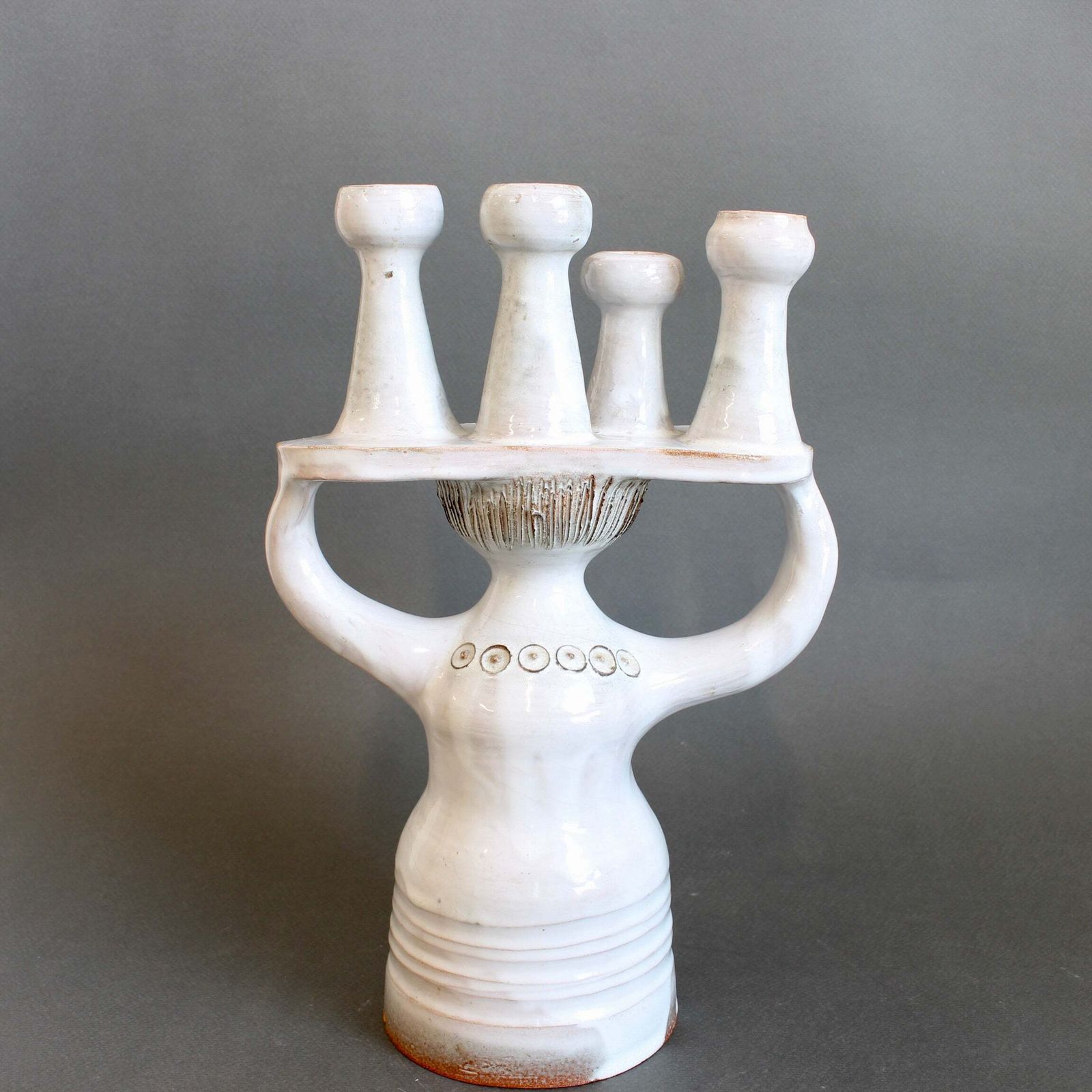 Ceramic Candle Holder / 'Pottery Porter' Sculpture By Jacques Pouchain   Atelier Dieulefit (Circa 1960s 70s) photo 3360.0