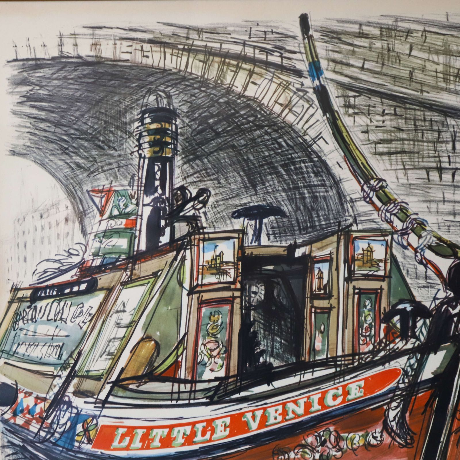 Vintage Underground Poster   “Little Venice” Canal Boat By John Finnie, 1965 photo Art