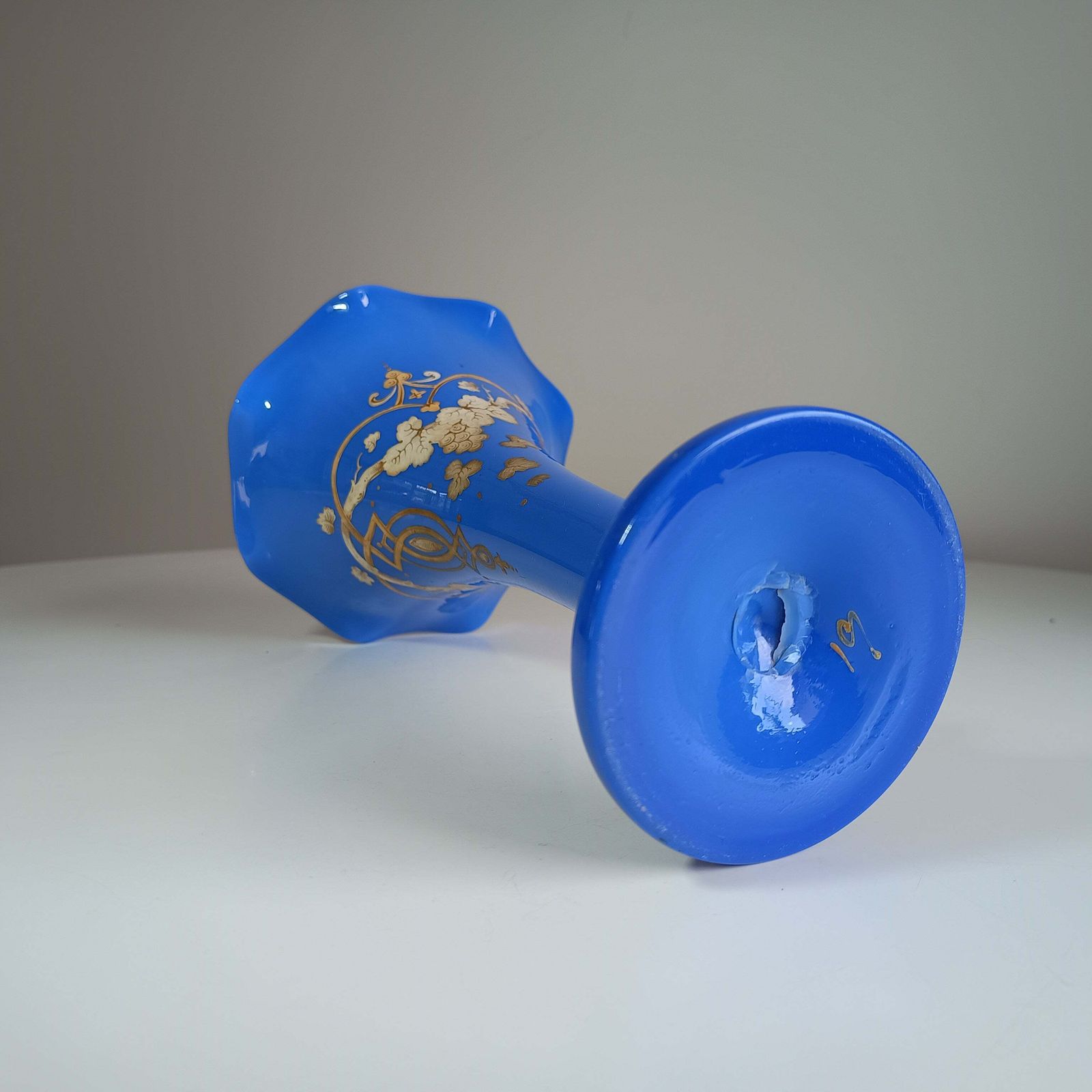 photo furniture Art Nouveau Celeste Blue Opaline Glass Trumpet Vase In The Style Of Harrach, Bohemia, 1880s To 1900s