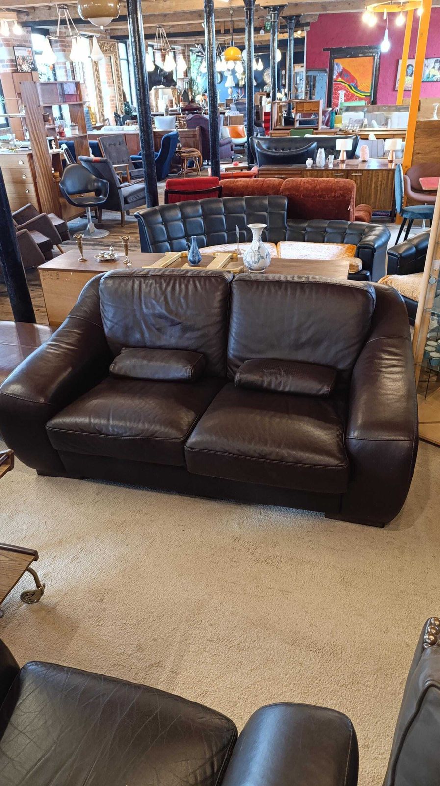 Leather 2 3 Seater Italian Sofa   Stylish 1990s Design