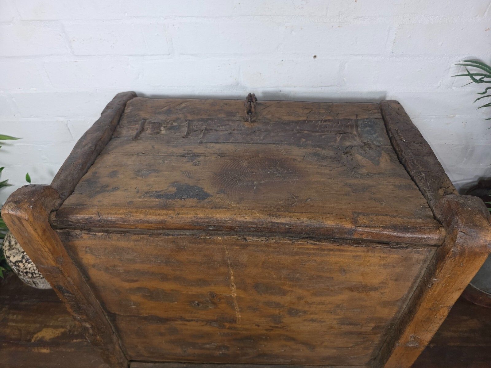 Home Decor Vintage Rustic Wabi Sabi Himalayan Himachal Wooden Trunk Chest Blanket Box photo
