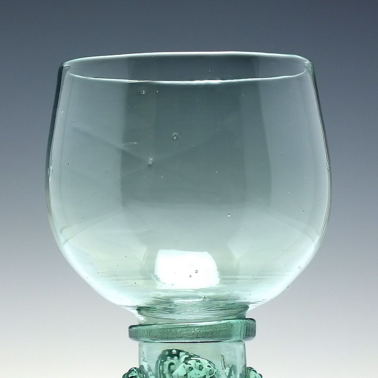 Antique 18th Century English Green Wine Roemer Glass With Hollow Stem C1790 photo for sale