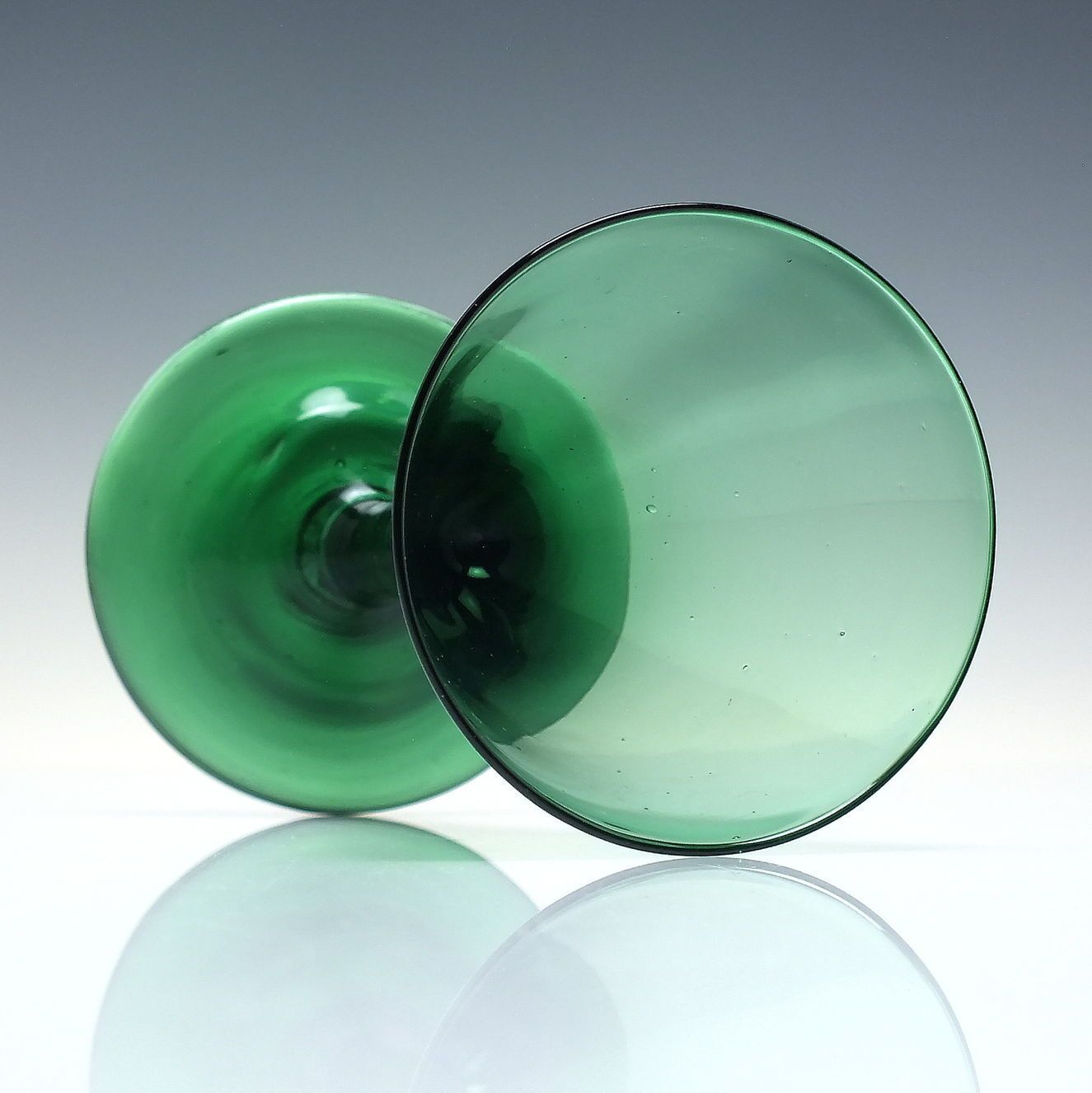 Rare 18th Century Vivid Green Drawn Trumpet Wine Glass C1780 photo for sale