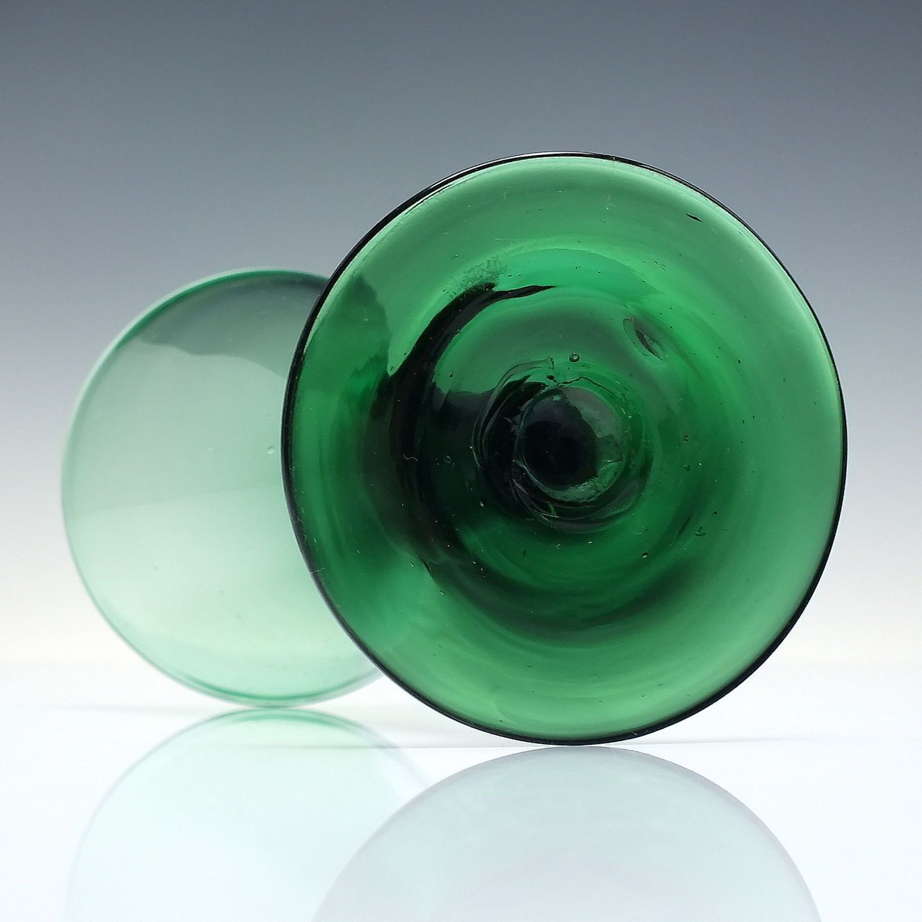 Rare 18th Century Vivid Green Drawn Trumpet Wine Glass C1780 photo Home Decor