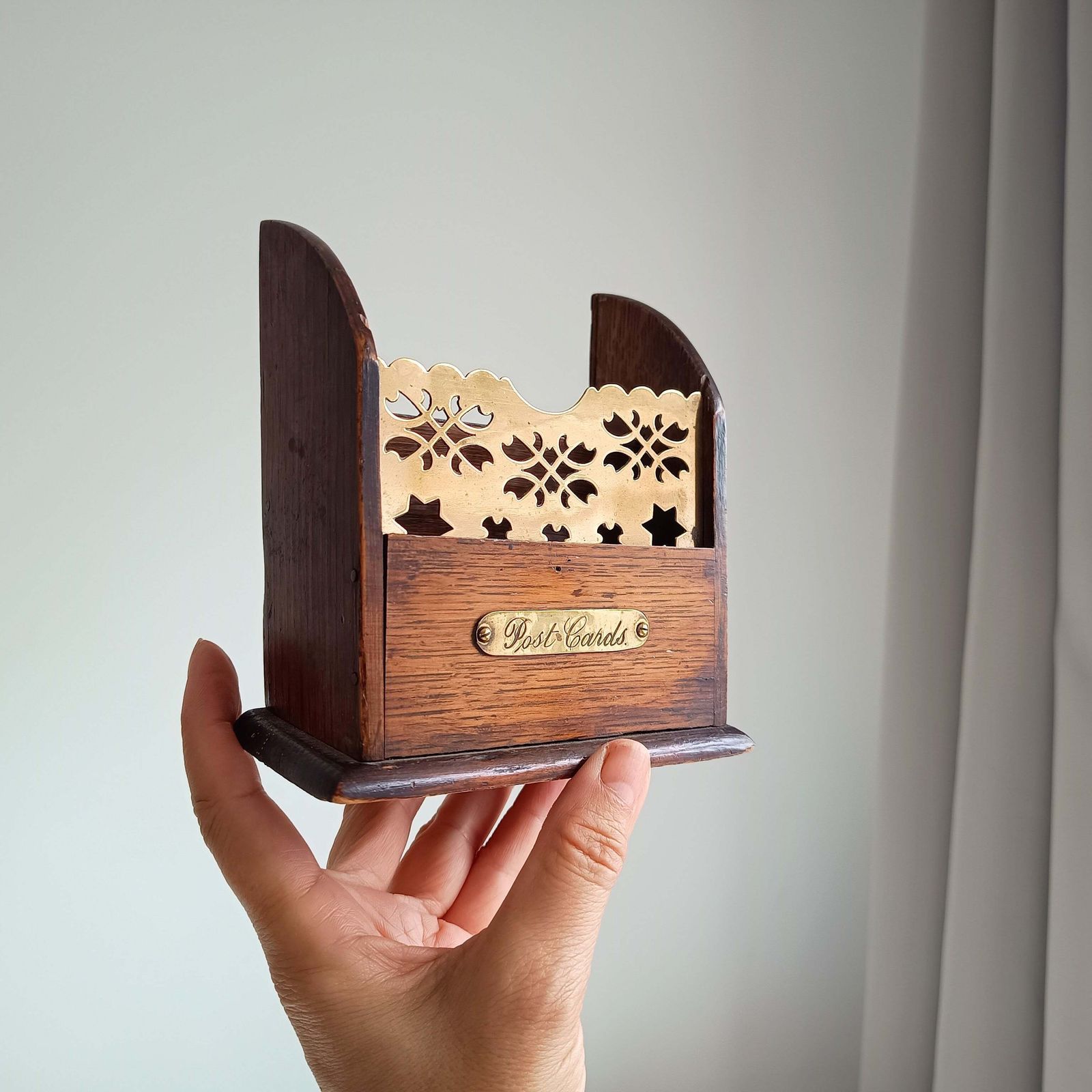 Late Victorian English Oak And Tabletop Post Cards Stand Or Letter Rack – Small Desktop Model, Rarely Found Marked Specifically For Post Cards photo furniture