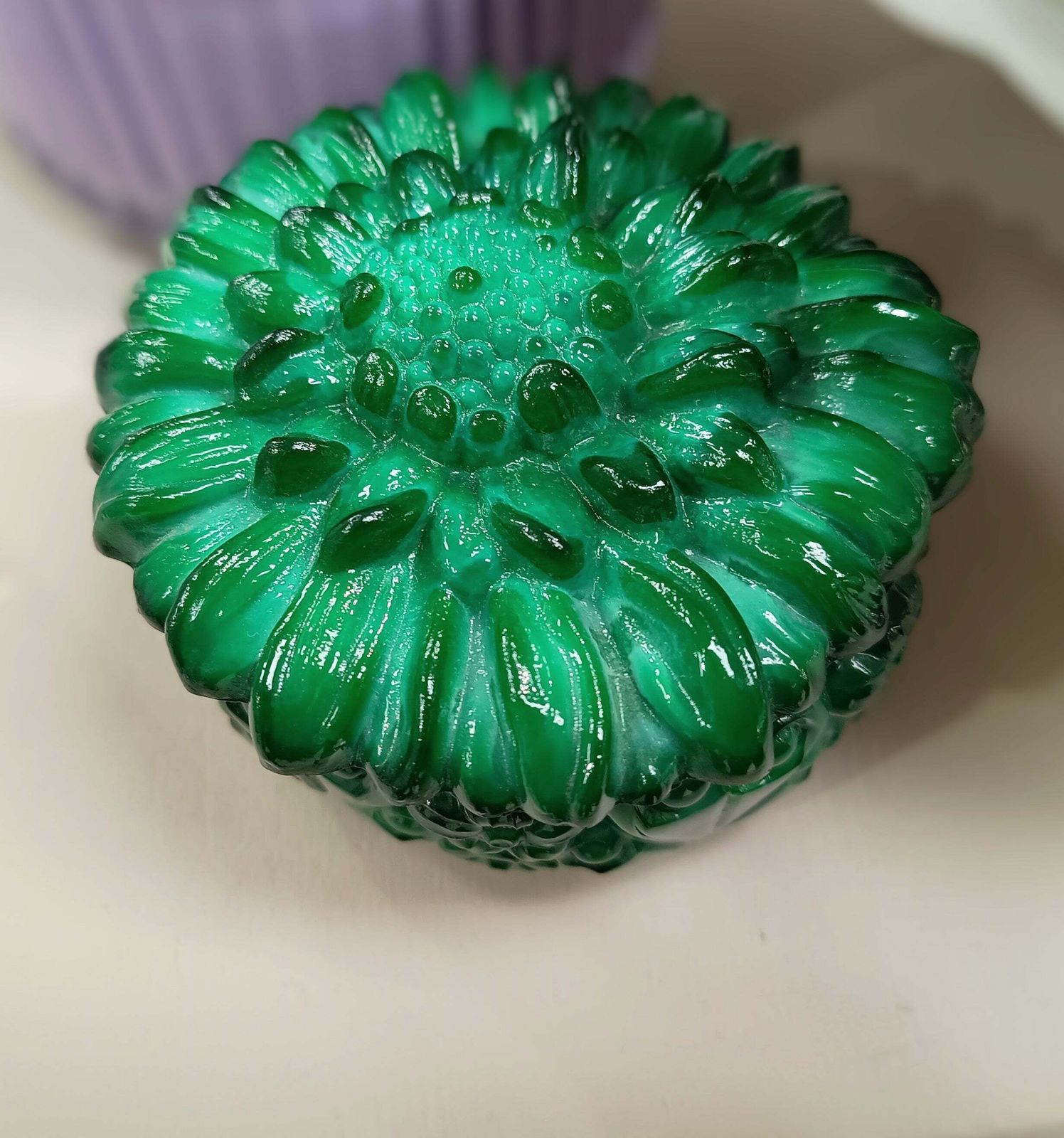 Art Deco Bohemian Art Glass Malachite Glass Lidded Jewellery Watch Box, Carl Schlevogt And Hoffner Design photo vintage