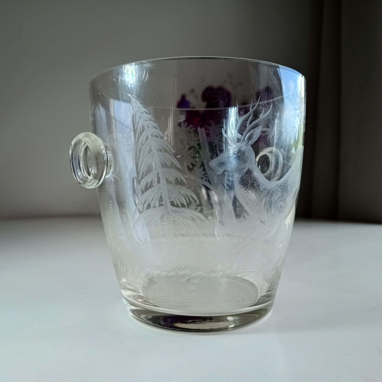 Lobmeyr Style Vintage Ice Bucket And Engraved Spirit Glasses – Early 20th Century Austrian Barware Set photo Home Decor