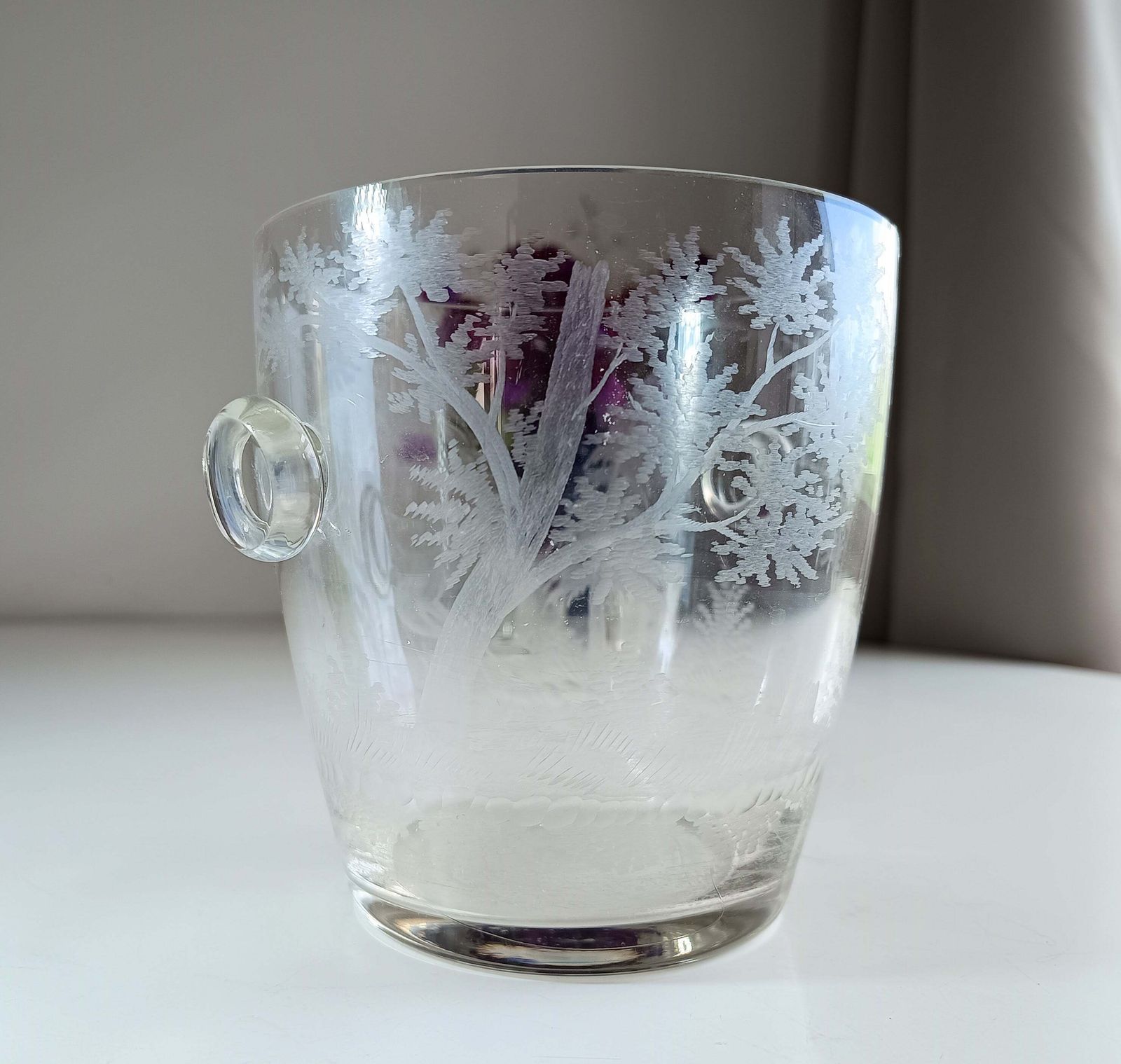Lobmeyr Style Vintage Ice Bucket And Engraved Spirit Glasses – Early 20th Century Austrian Barware Set photo 125.0