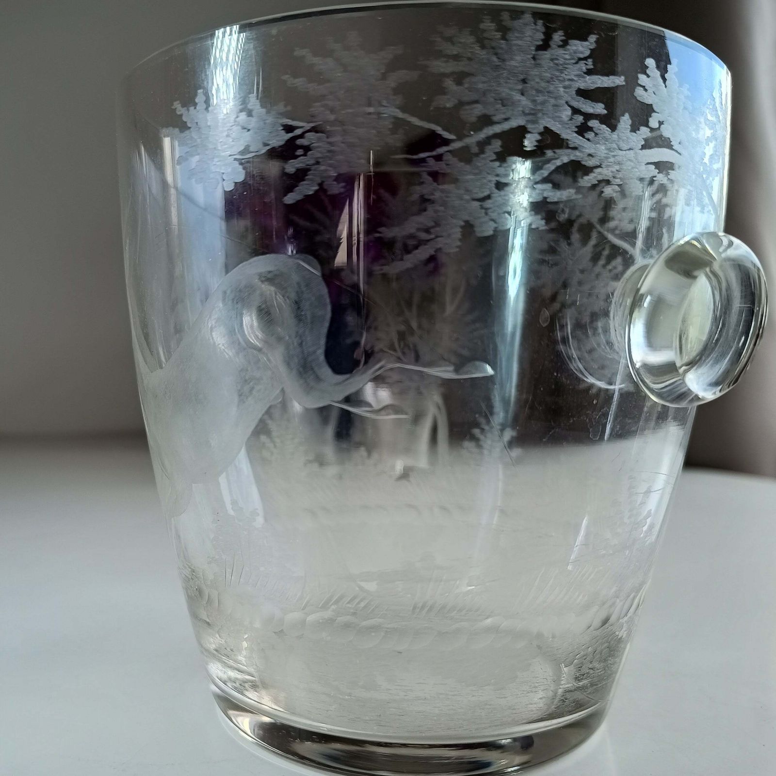 Lobmeyr Style Vintage Ice Bucket And Engraved Spirit Glasses – Early 20th Century Austrian Barware Set photo vinterior