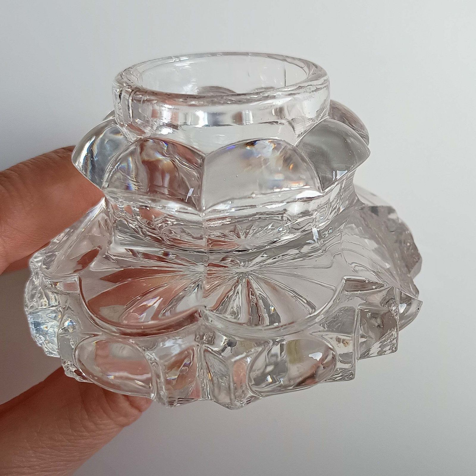 Pair Of Antique Russian Pressed Cut Glass Inkwells “Maltsov” | Goose Crystalni Factory | Circa Late 19th Century photo vintage