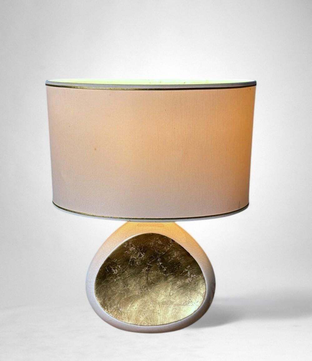 Le Dauphin French Table Lamp In Crackled Glazed Porcelain With Gold Leaf Accents photo vinterior