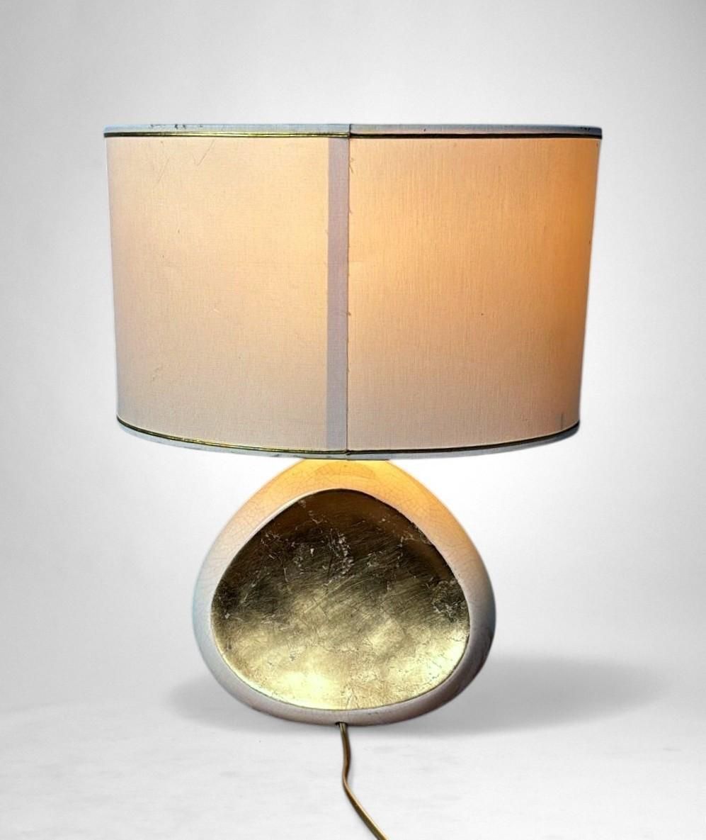 Le Dauphin French Table Lamp In Crackled Glazed Porcelain With Gold Leaf Accents photo vintage