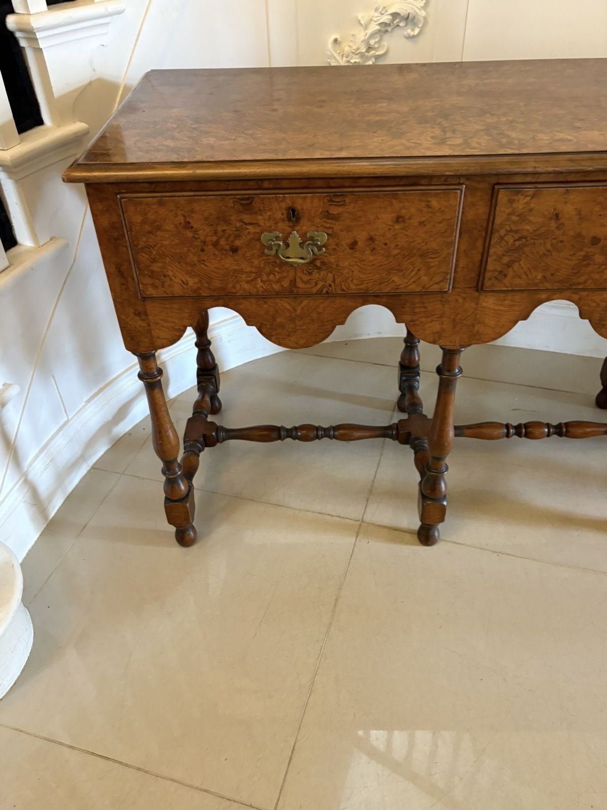 Unusual Antique 20th Century Quality Burr Walnut Dresser Base photo Furniture