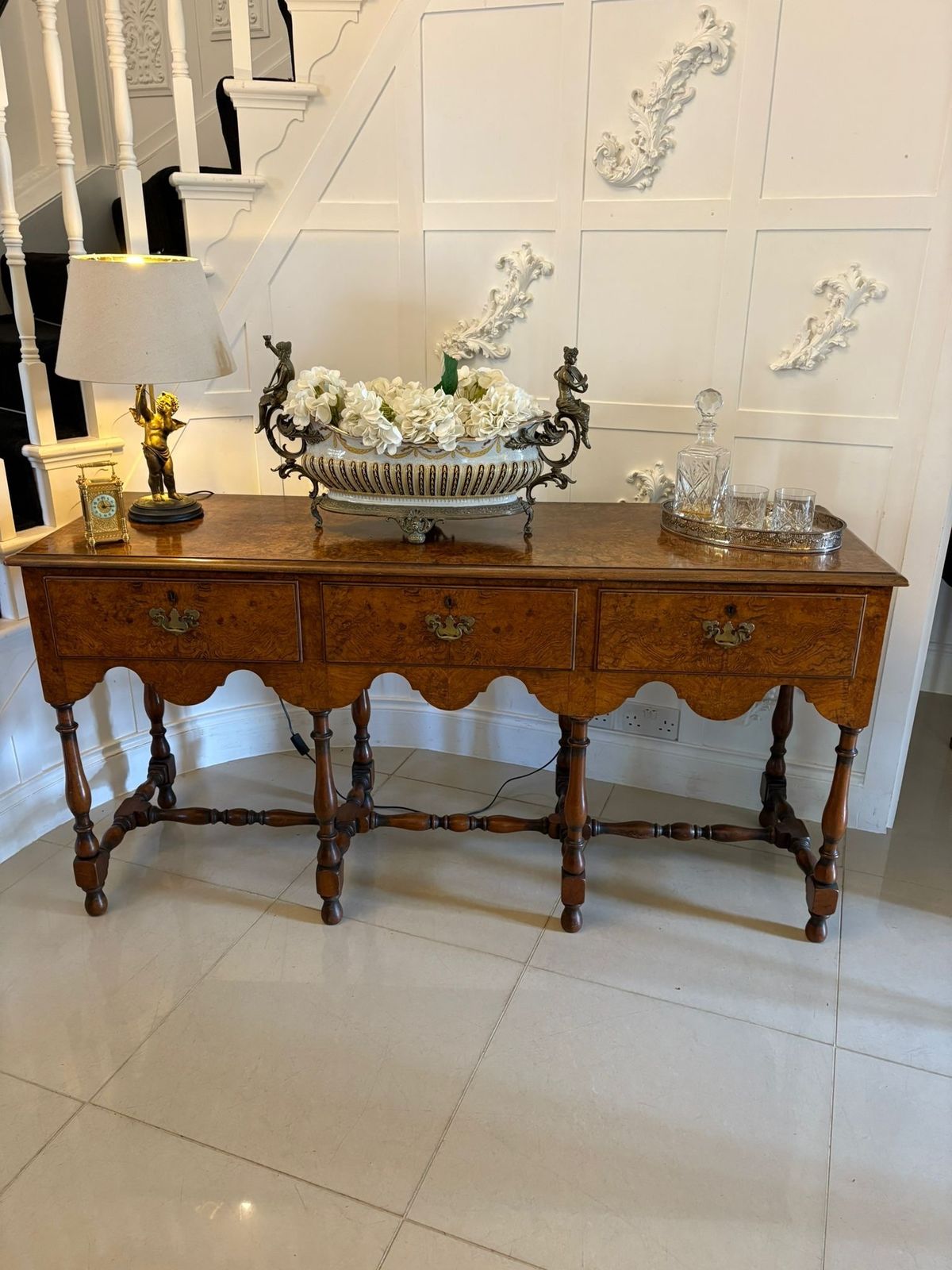 photo furniture Unusual Antique 20th Century Quality Burr Walnut Dresser Base